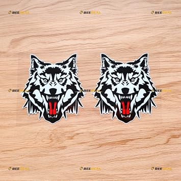 Wolf Wolves Head Sticker Decal Vinyl - 2 Pack Reflective 4" - for Car Boat Laptop Cup Die-Cut No Background