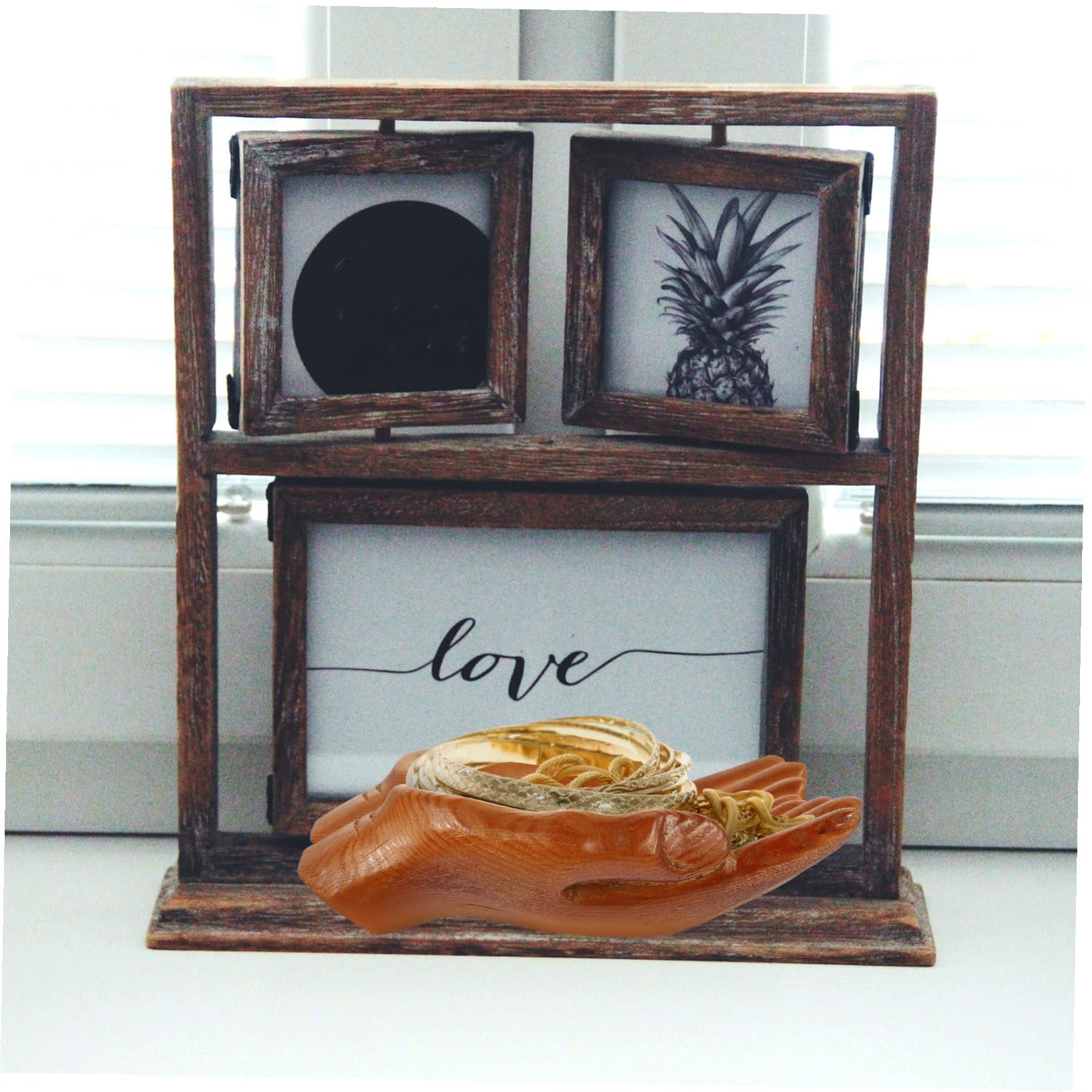 Beavorty Bandeja Decorativa de Madera Soporte para Collares y Pendientes Diseño Moderno y Delicado para Joyas Adecuado para Decoración del Hogar