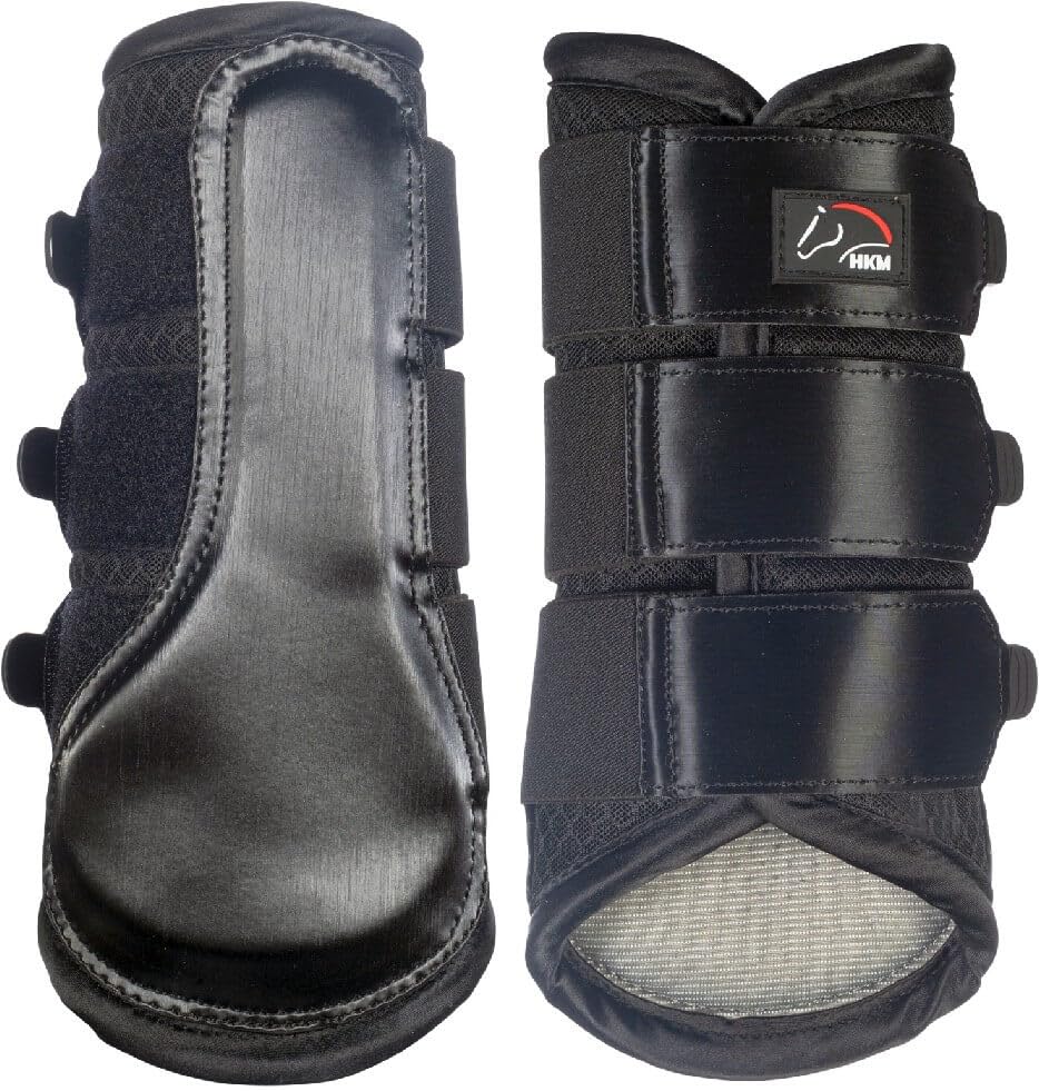 Guêtres noires HKM Shiny XL pour la protection quotidienne du cheval