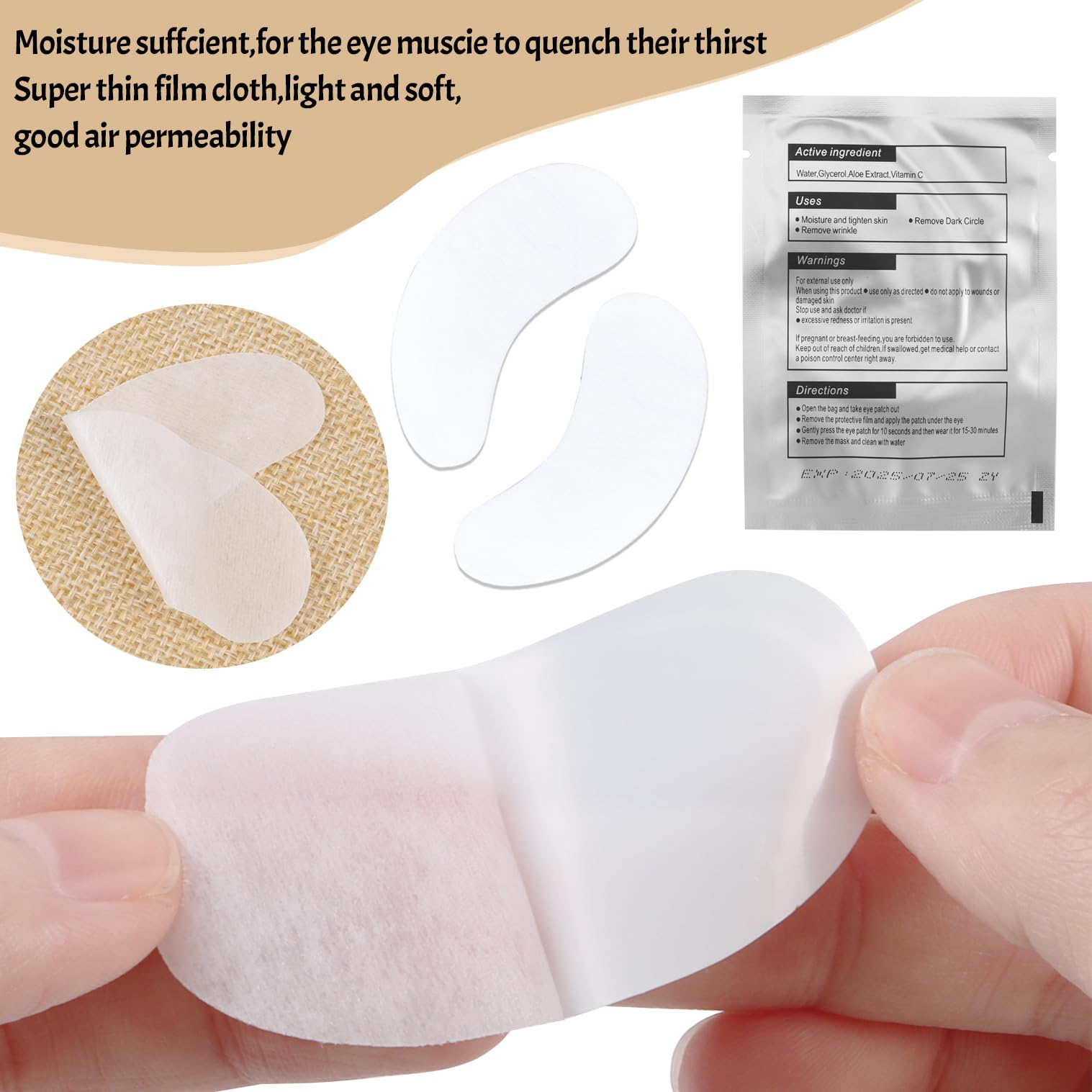 Patch extension ciglio 100 Paia Eye Gel Patches Lash Extension per Estensioni Ciglia, DIY Finte Ciglia Trucco