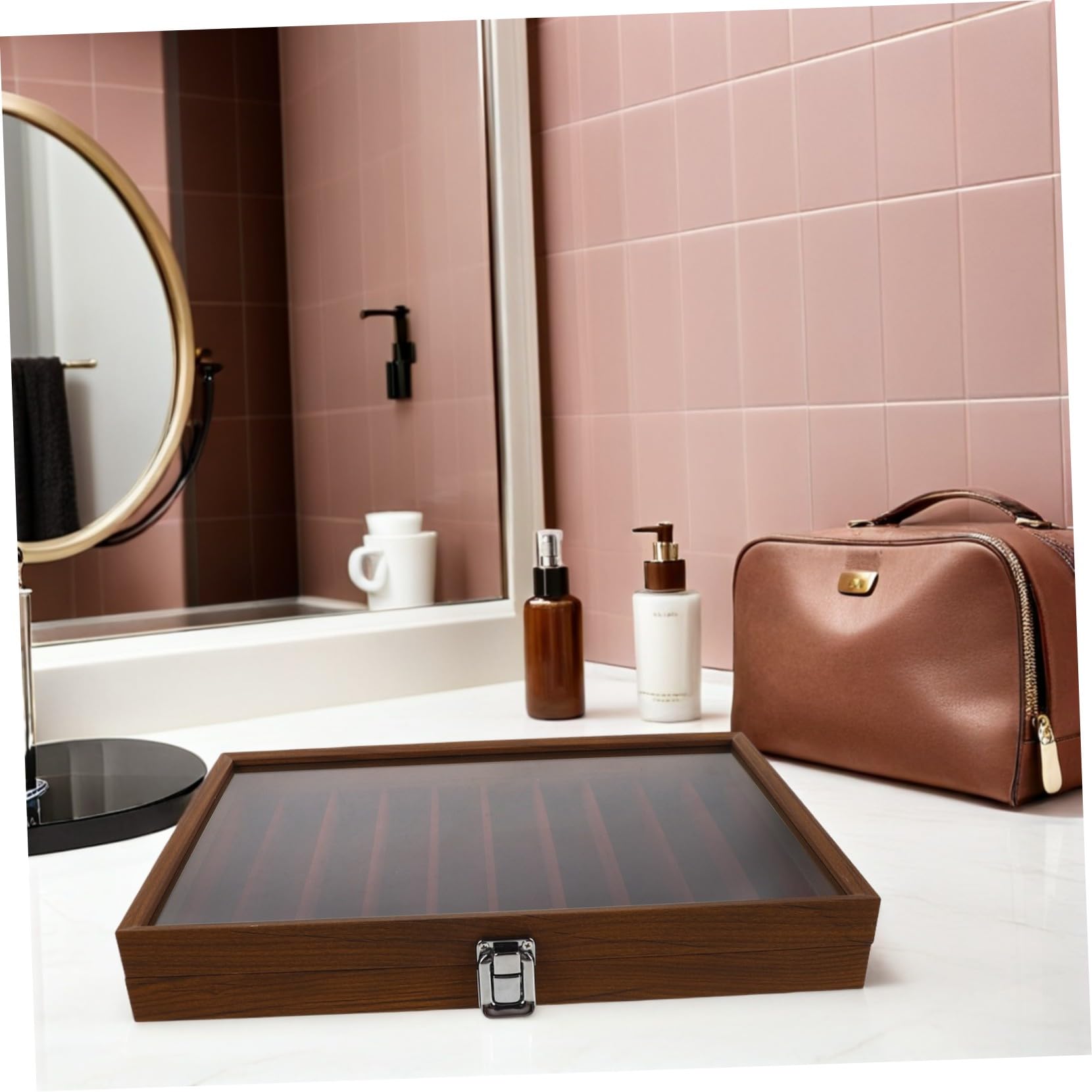 Gatuida vitrina de coleccionables Joyero contenedor de almacenamiento de joyas Dark Brown