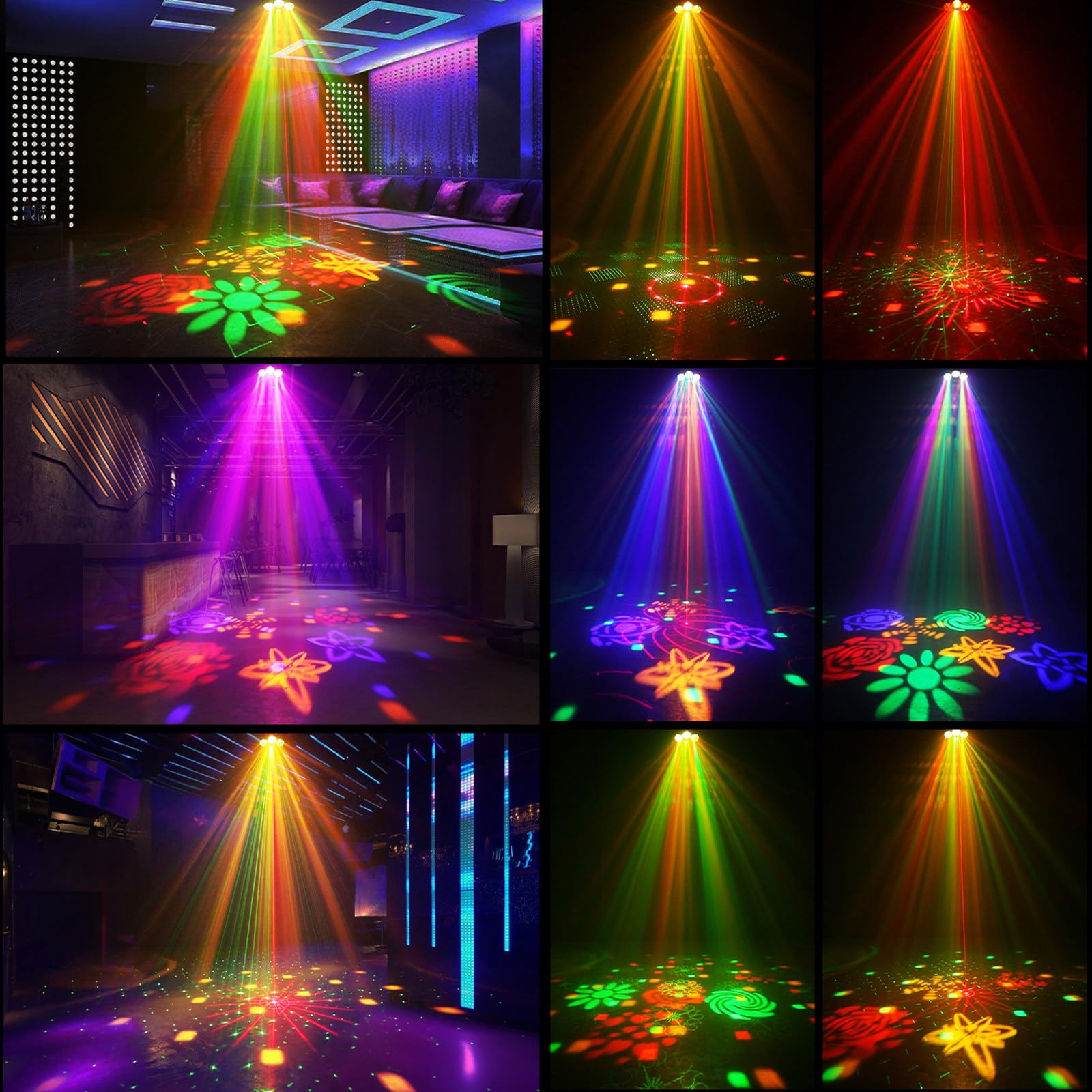 Luce Da Discoteca Rgbw, Proiettore Laser 4 in 1 Con Effetti Speciali, Luci Stroboscopiche a LED,Luce Da Palcoscenico Attivata Dal Suono Dmx, Telecomando, Per Dj, Feste,Matrimoni,Ktv,Riunioni in Casa