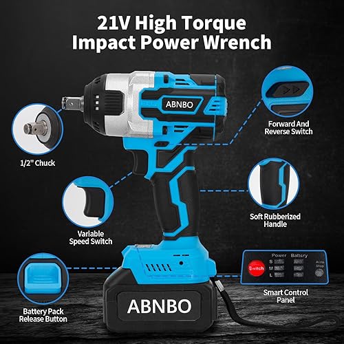 Miniatura 6 de La llave de impacto inalámbrica ofrece un máximo de 900 NM, llave de impacto de 663 pies-libras a 2800 RPM. Pistola de impacto se adapta para