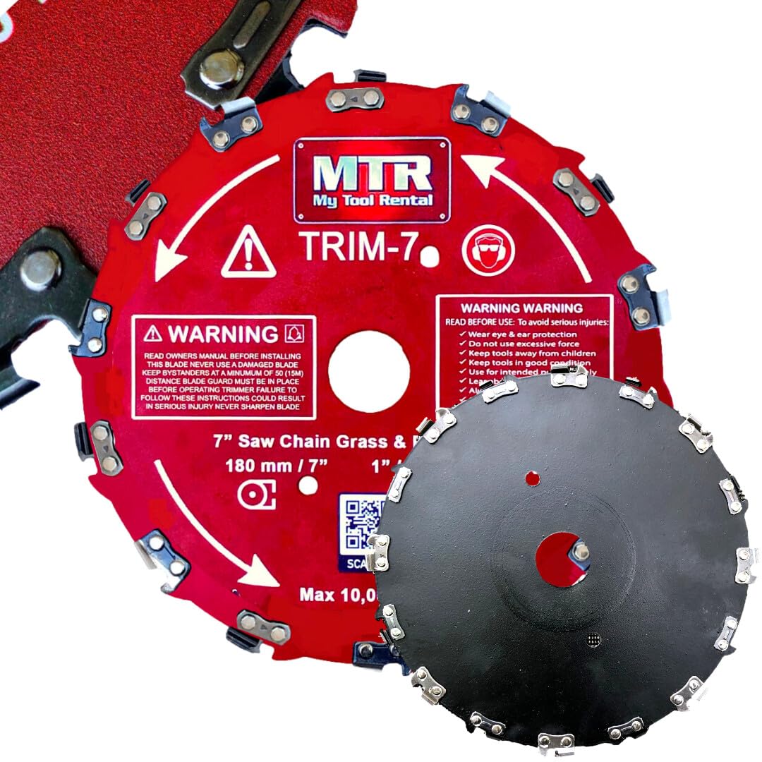 MTR Saw Chain Tooth Brush Cutter Blades Circular Blade Weed Eater Cutter Trimmer 10,000RPM Steel Grass Brush Cutter Blade Forest Trees Wood Metal Multi Use Blades & Bundle Kits (7" 2PK KIT)