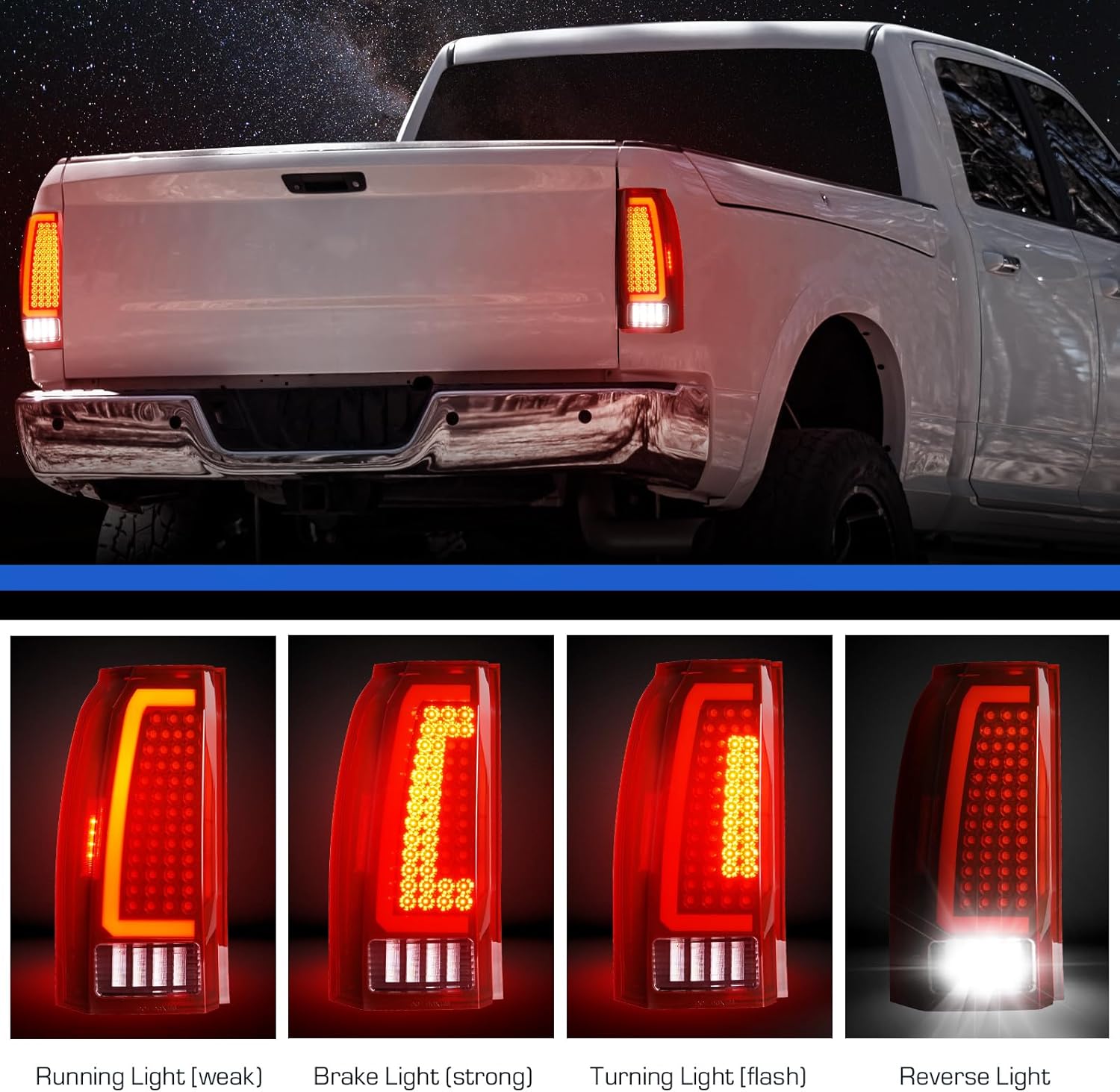 LED Tail Lights Assembly Fit for GMC Yukon and Yukon XL 2015-2020, LED Tube Rear Brake Lamp Taillight Assembly,Black Housing Red Lens