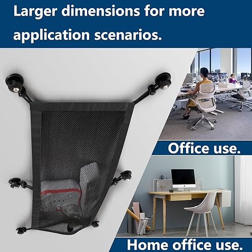 Miniatura 5 de WurdeWindig - Red de gestión de cables, kit de administrador de cables negro, malla flexible debajo del escritorio, organización de cables de