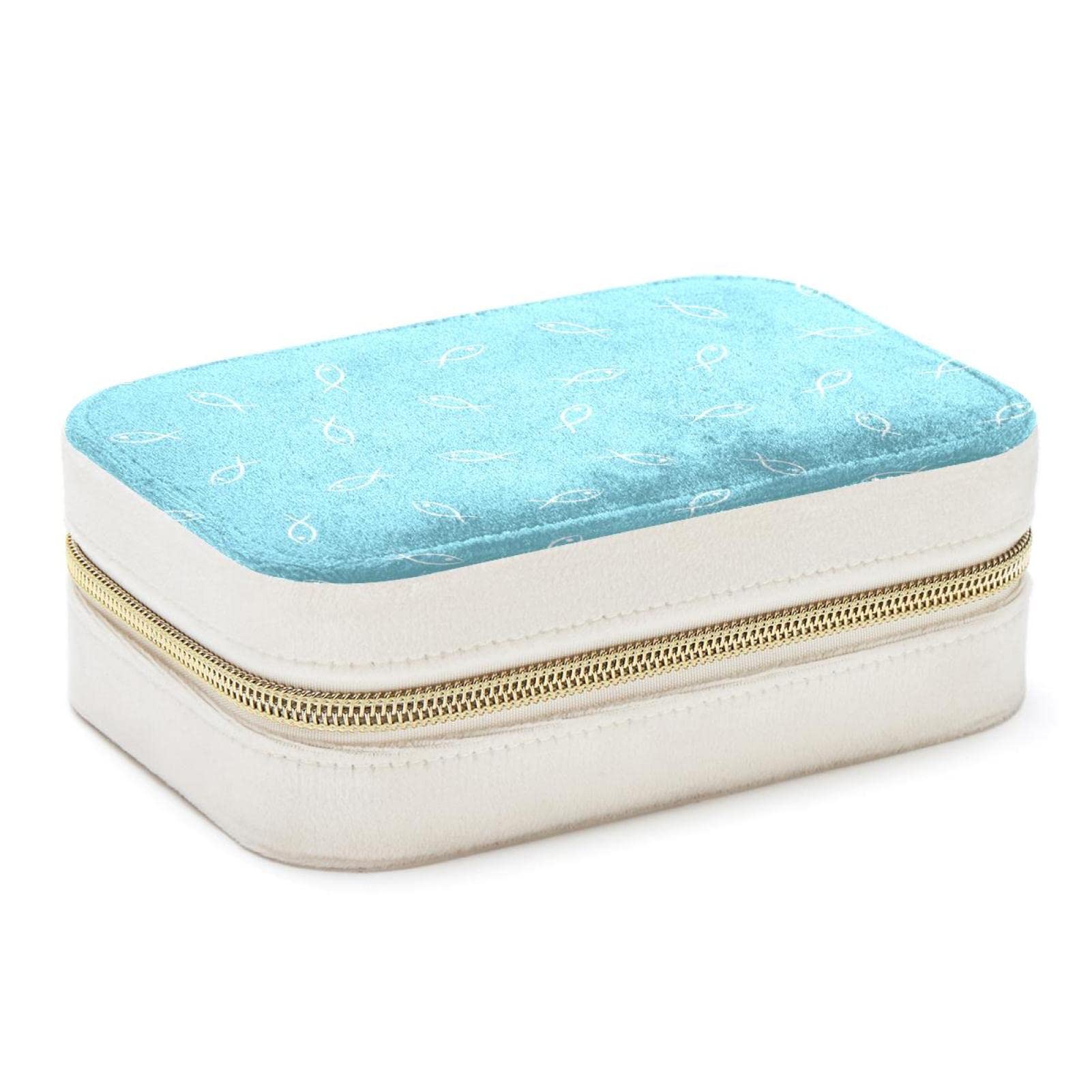 Boîte à bijoux gain de place bleue pour ranger colliers sans nœuds