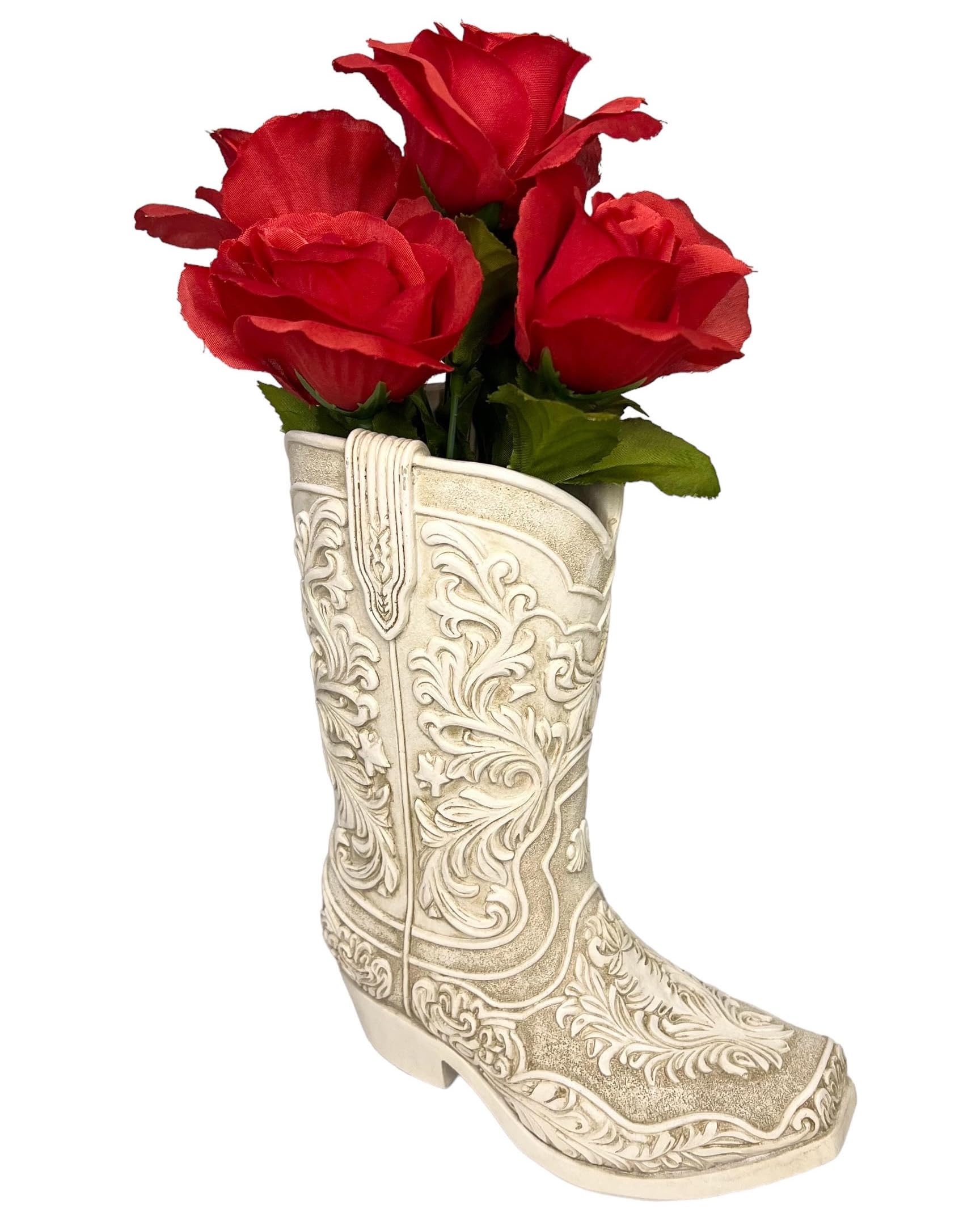 Amazon.com: Cowgirl Boot Flower Vase – 9” Tall Antique White