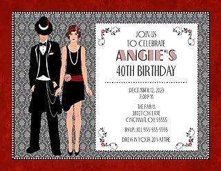 Birthday Party Invitation Milestone Birthday Gatsby Roaring 20's Flapper Forty Fifty Sixty Seventy Eighty Ninety