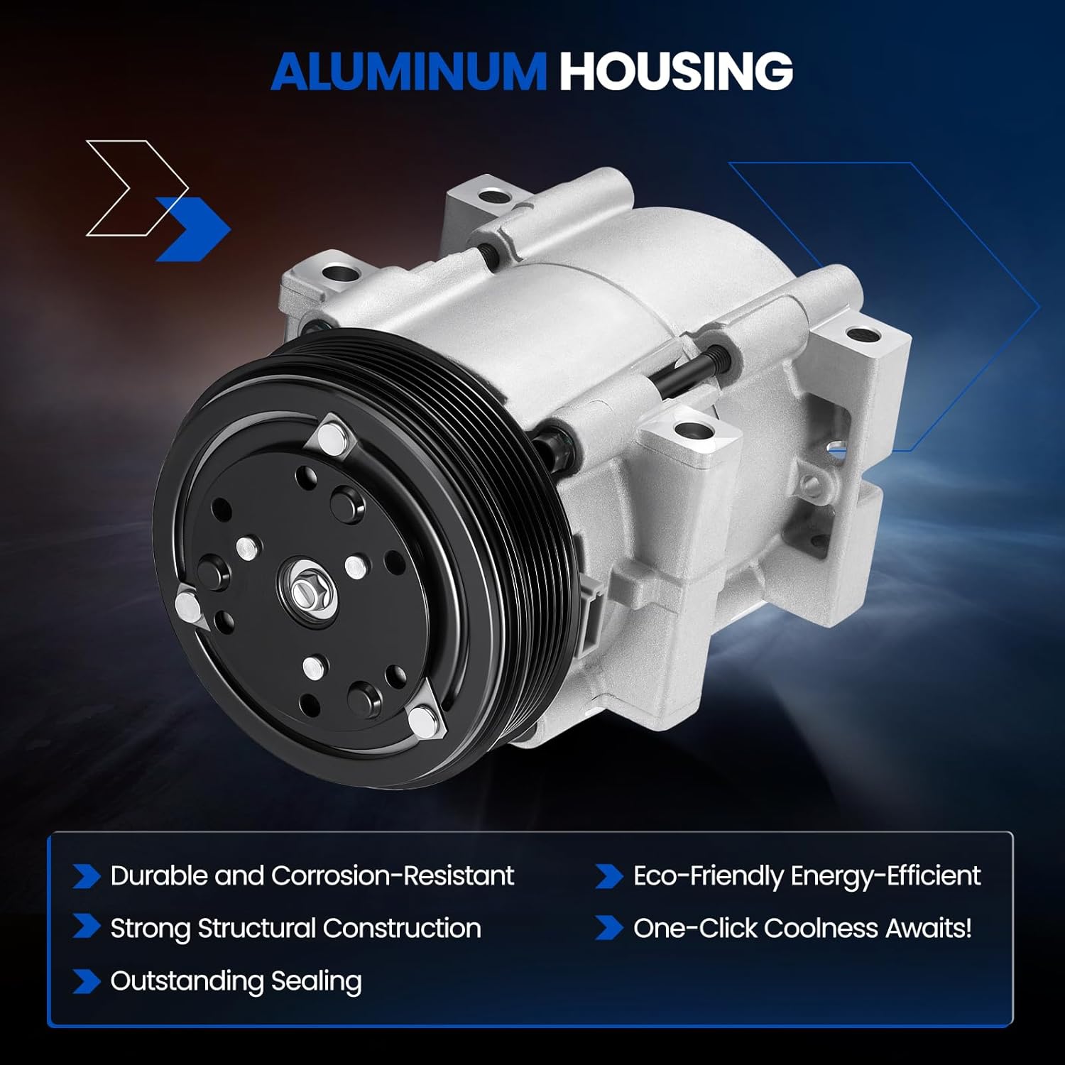 58141 Air Conditioning A/C Compressor with Clutch Compatible with Ford Bronco F-150 F-250 F-350 1996, for F-53 Motorhome Chassis 1996-1997, for Mustang 1994-2004, for Taurus 1993-1995
