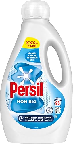 Persil Nicht-Bio-Waschmittel, hervorragende Fleckenentfernung in schnellen und kalten Wäschen, hart zu Flecken, sanft zu empfindlicher Haut, 95 Wäschen (2,565 l)