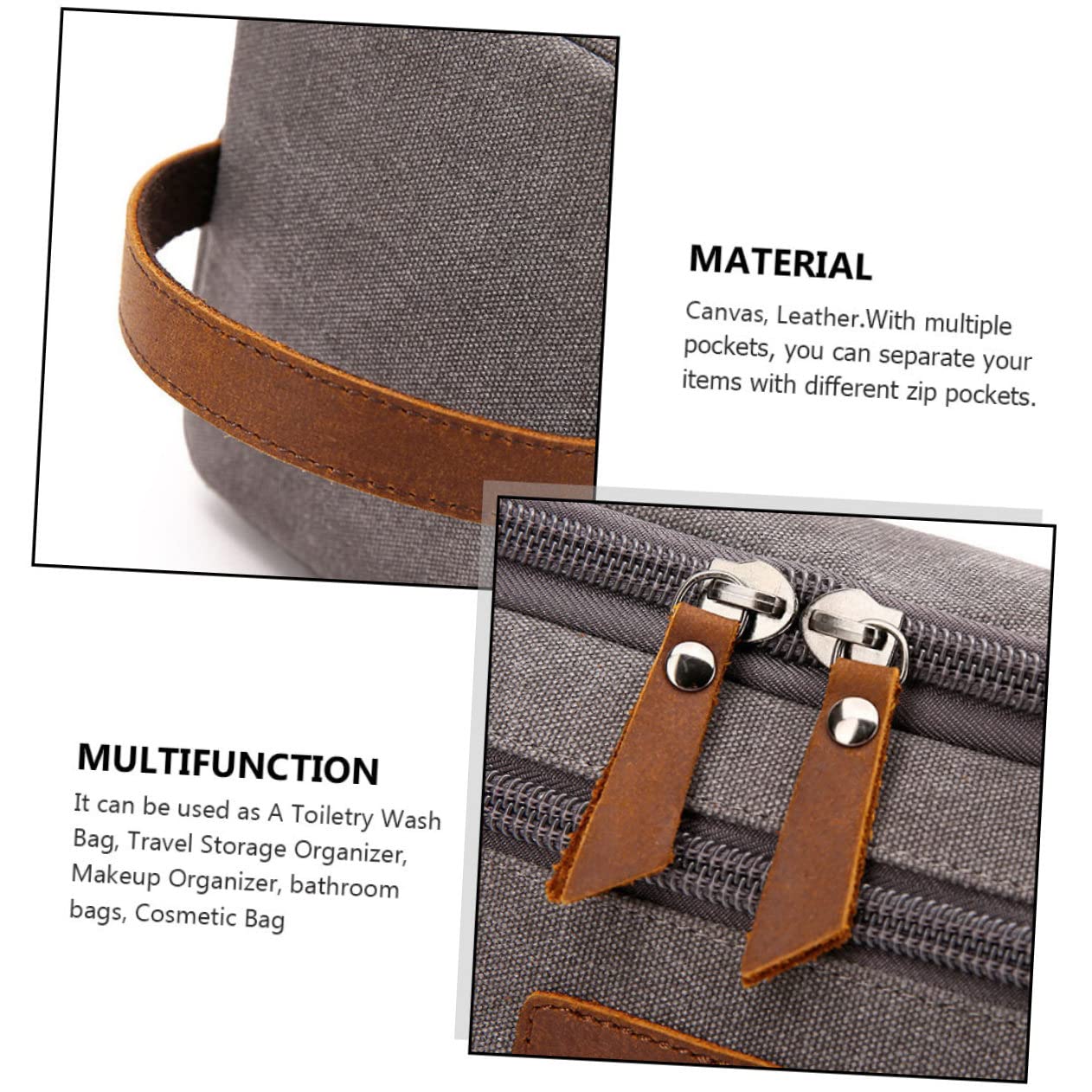 Bolsa de Lavado de Viaje Portátil para Hombre y Mujer, Lona Cuero