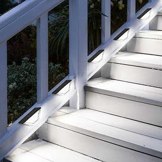 SOLPEX 16 Pack Four-Sided Illumination Solar Step Lights for Outside, Solar Stair Lights Outdoor, Solar Railing Lights Outdoor Waterproof with 33 LEDs for Steps, Stair, Deck, Porch (Cold White)