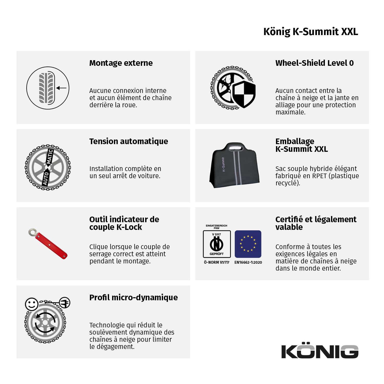 KÖNIG K-SUMMIT XXL K66 - Chaînes à Neige, Set de 2
