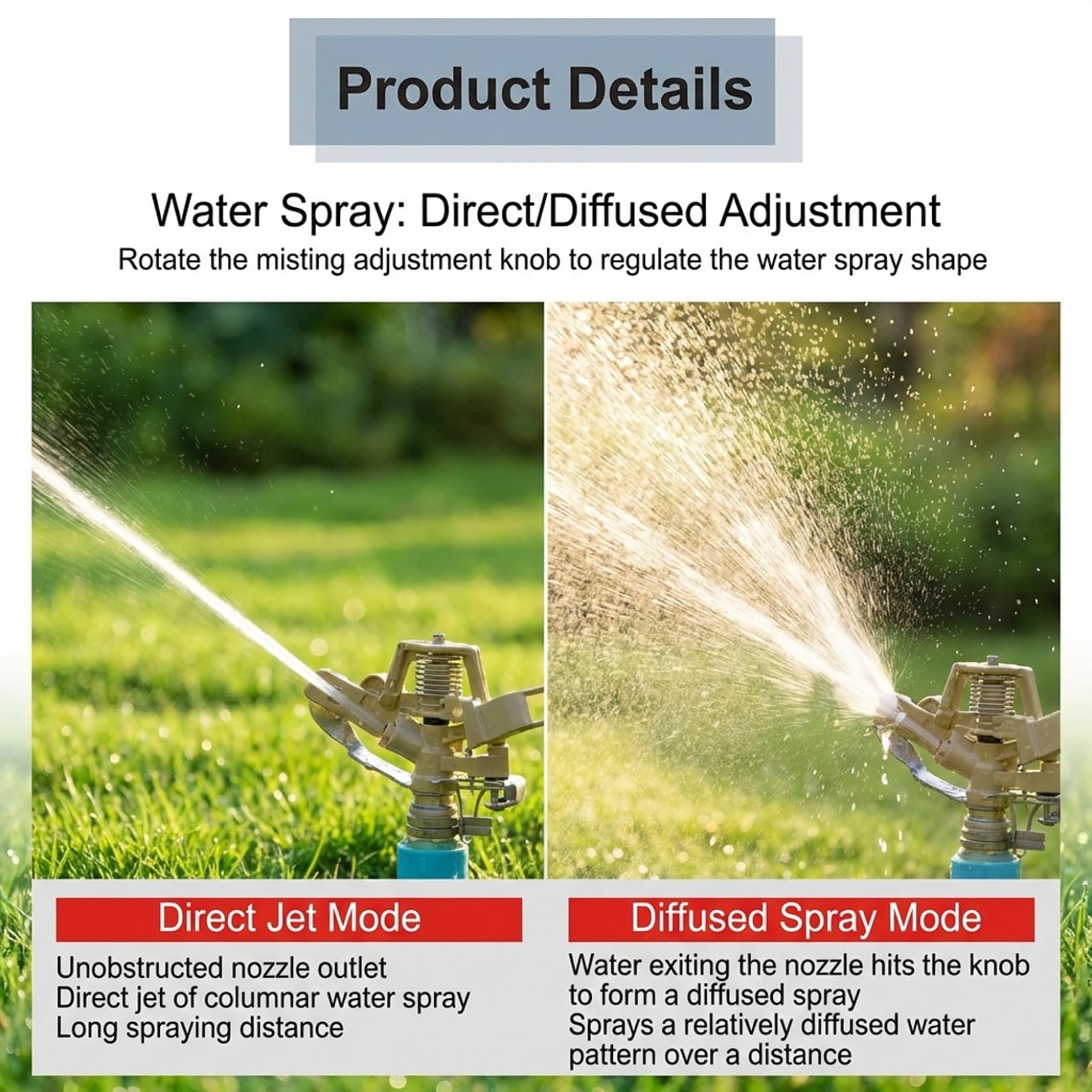 Irrigatore a treppiede, Irrigatore per carichi pesanti con altezza regolabile, Testa in ottone a 360 gradi per irrigazione di prati e giardini di grandi dimensioni.