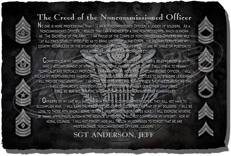 Redeye Laserworks Army NCO Creed Personalized Decorative Stone Plaque.