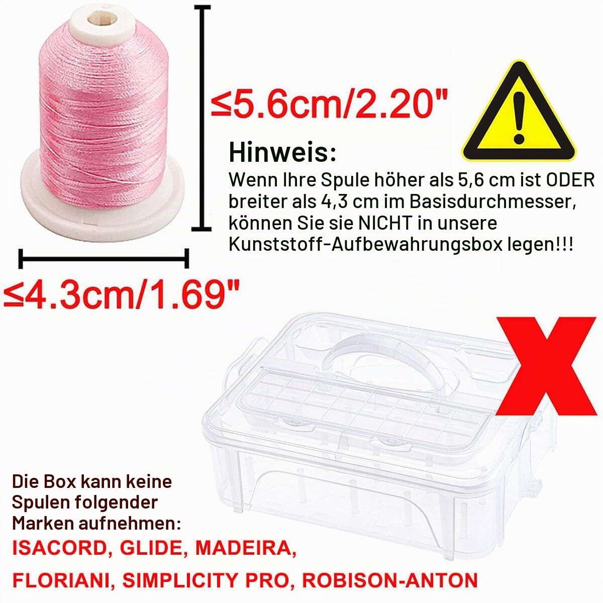 Brothread 4-Lagige Stapelbare Durchsichtige Aufbewahrungsbox für 80 Spulen Stick- und Nähgarn