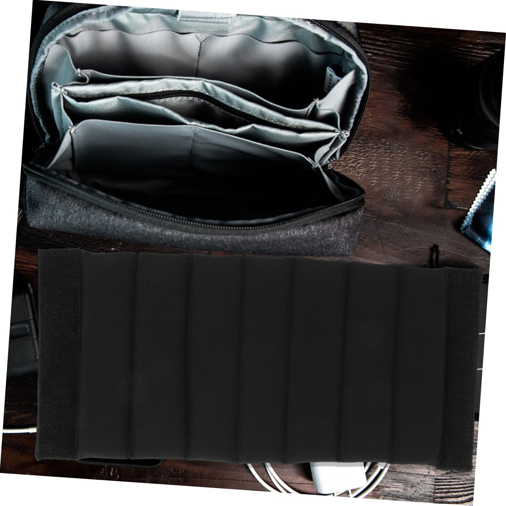 Divisores Acolchados para Organizar Equipo para Bolsas de Cámara Negro 2 Piezas, Ligeros y Absorbentes de Impactos en Bolsa de Cámara