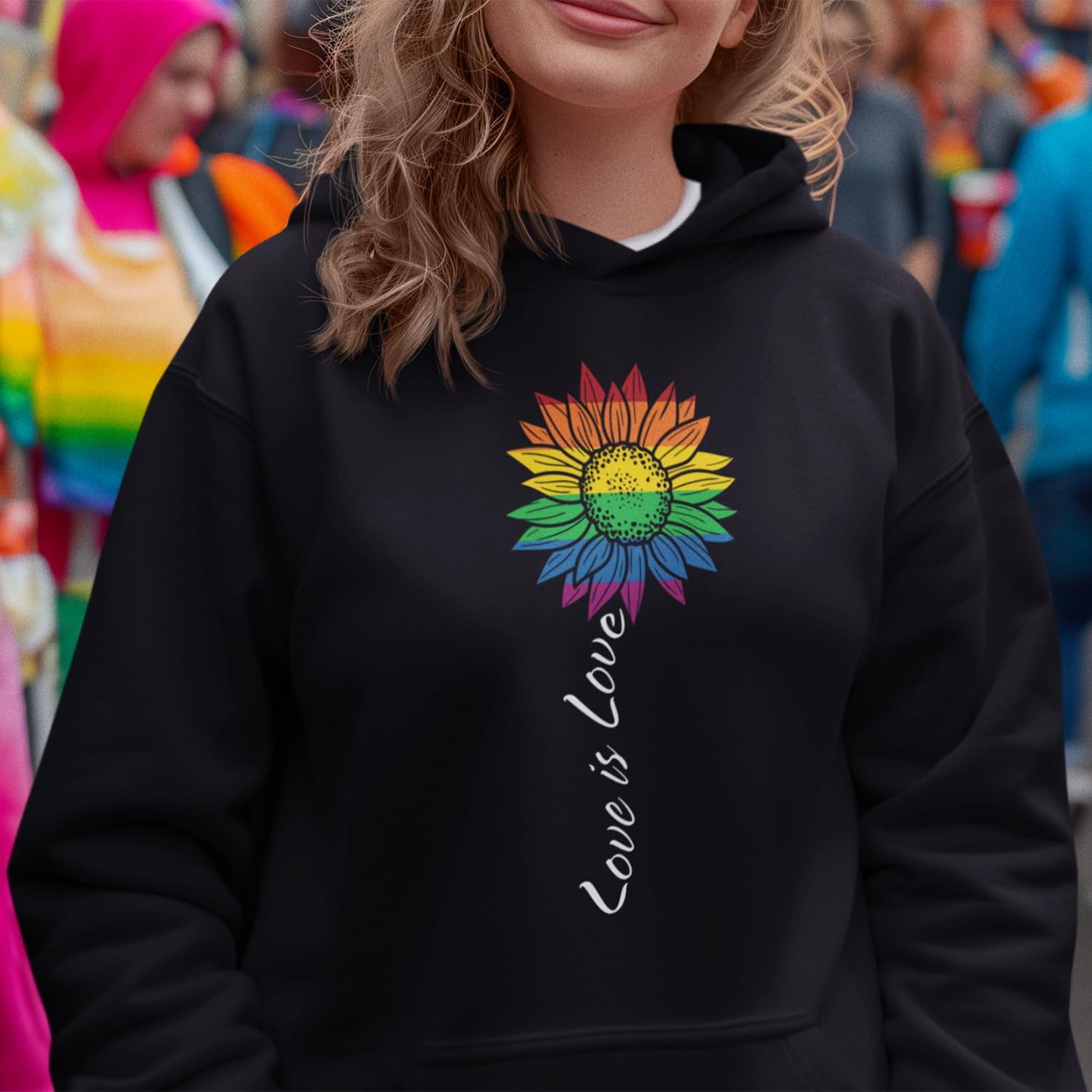 shop4ever® Love is Love Rainbow Flower Gay LGBTQ Pride Hoodie Sweatshirts