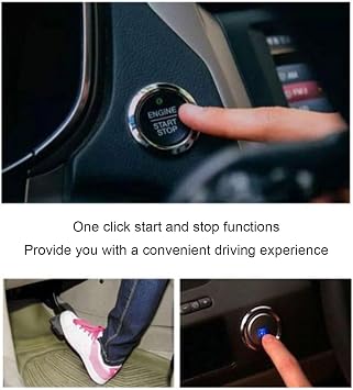 Keyless Entry Car Alarm System Push Start Button Remote Start Starter DC12V Car Keyless Entry Security Alarm System Remote Engine Starter Push to Start Stop Iginition Kit Button