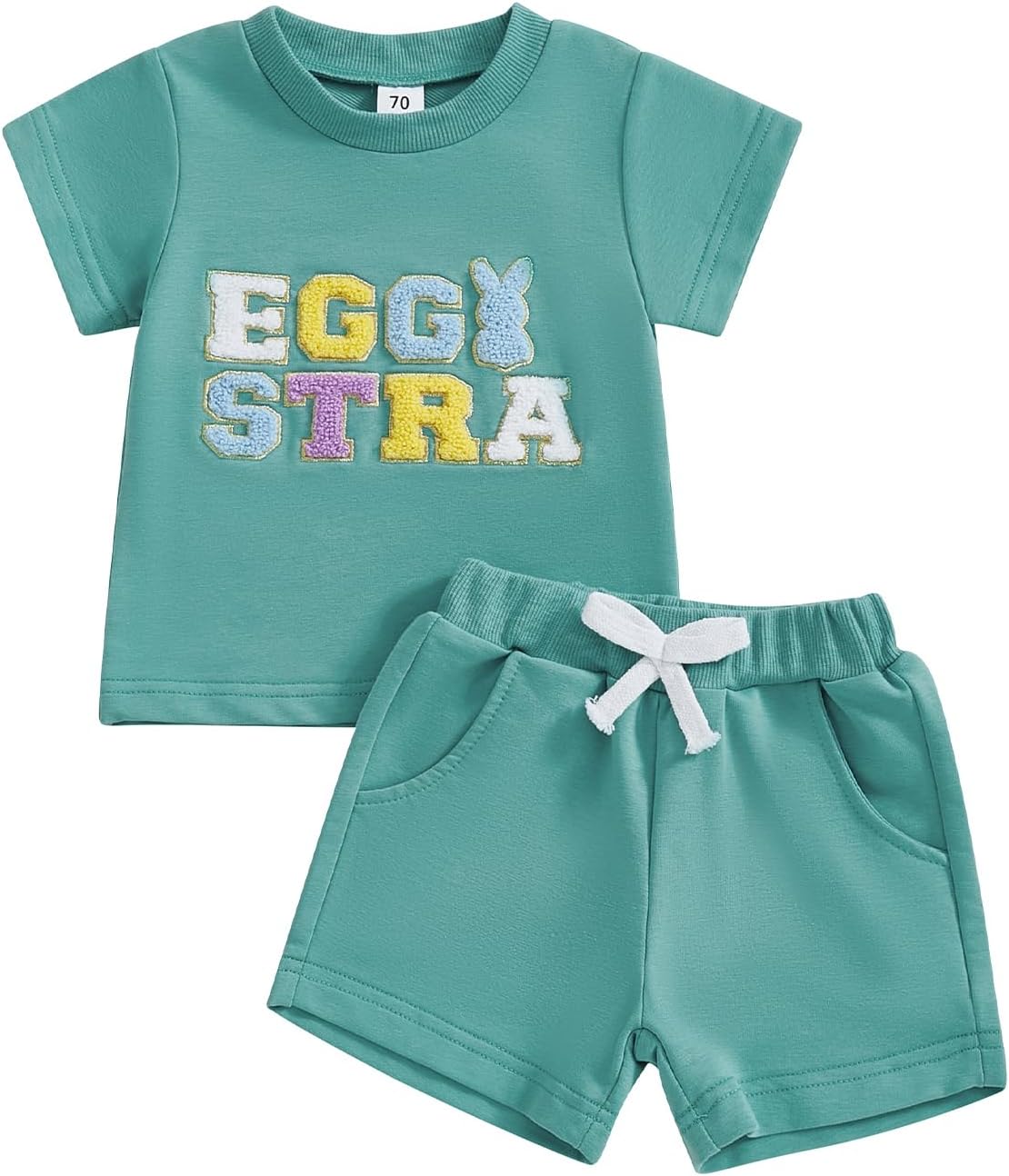 Easter Toddler Baby Girl Boy Outfit Bunny Short Sleeve Rabbit Shirt Summer Spring Clothes Solid Shorts Set