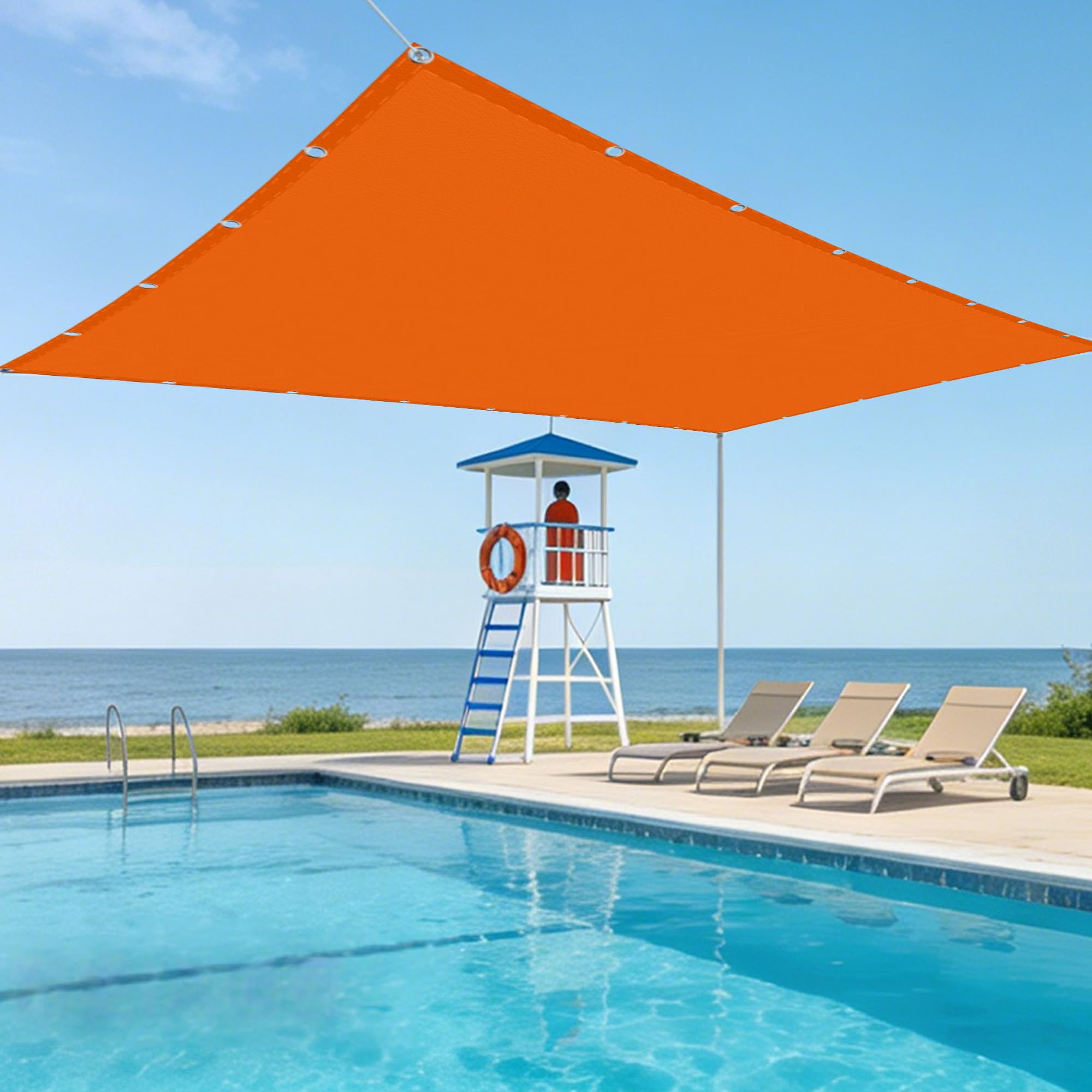 Voile d'ombrage imperméable orange protection UV pour jardin et patio