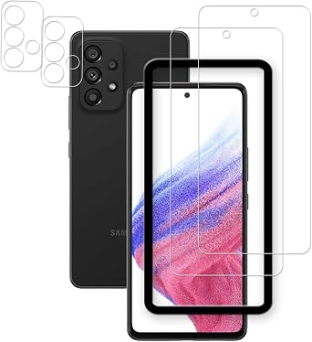 Easy Alignment Frame Designed For Samsung Galaxy A53 5G 2022 Tempered Glass Screen Protector 2-Pack Camera Lens Protector Film 2-Pack