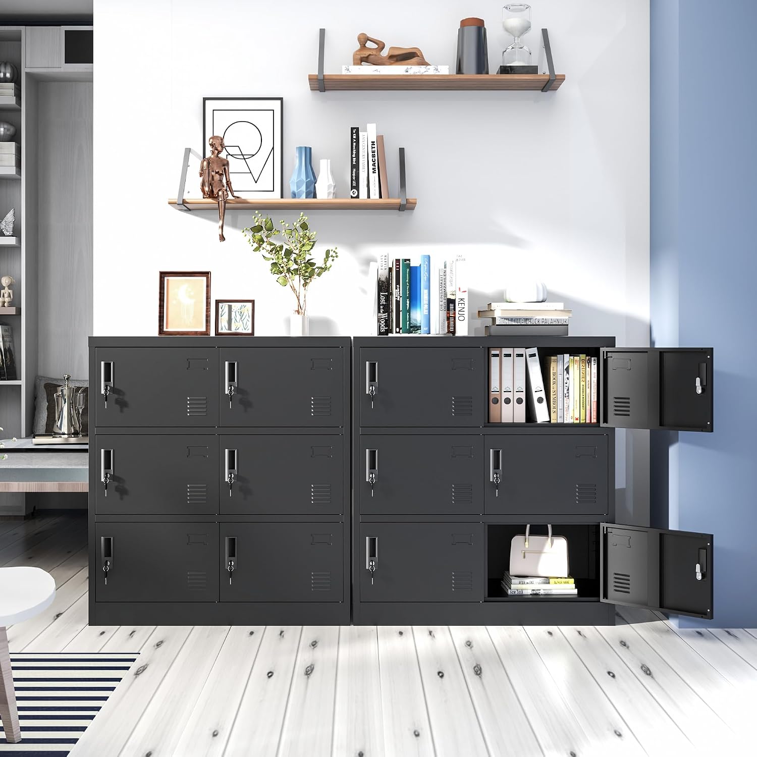 6 Doors Locker for Employee, Metal Storage Cabinet with Locks, Steel Lockers Individual Cube for Office, Home, Gym, Shool, Require Assembly(Black)