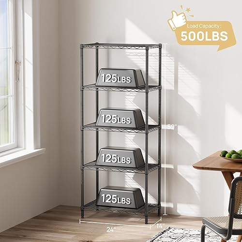 Miniatura 6 de SINGAYE Estantes de almacenamiento de 5 niveles, estantería de alambre, estante de metal para cocina, lavandería, organización del hogar, despensa,