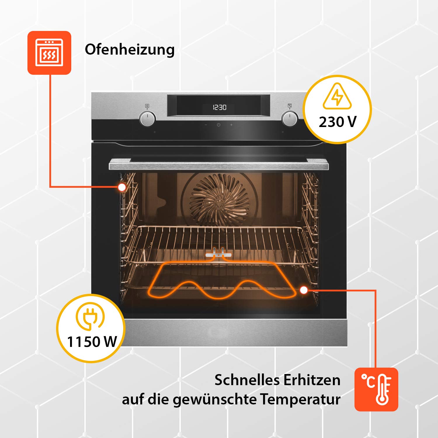 Élément Chauffant 1150W 230V Pour Four Et Cuisinière - Compatible Bauknecht Whirlpool Ignis 480121101147
