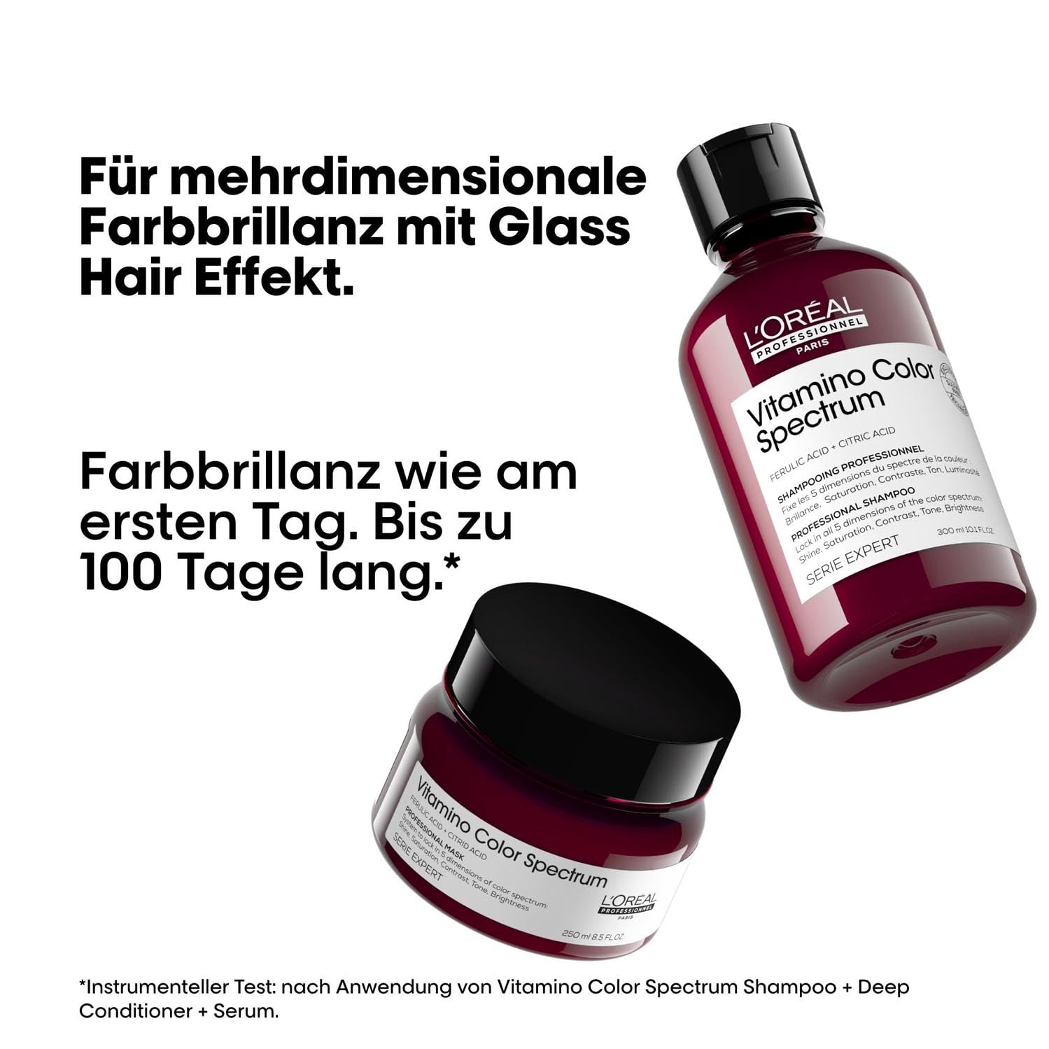 L'Oréal Professionnel Pflege-Duo für Farbbrillanz mit Glass Hair Effekt bei coloriertem Haar, Mit Ferula- & Zitronensäure, Vegan, Serie Expert, Vitamino Color Spectrum Shampoo 300ml und Maske 250ml