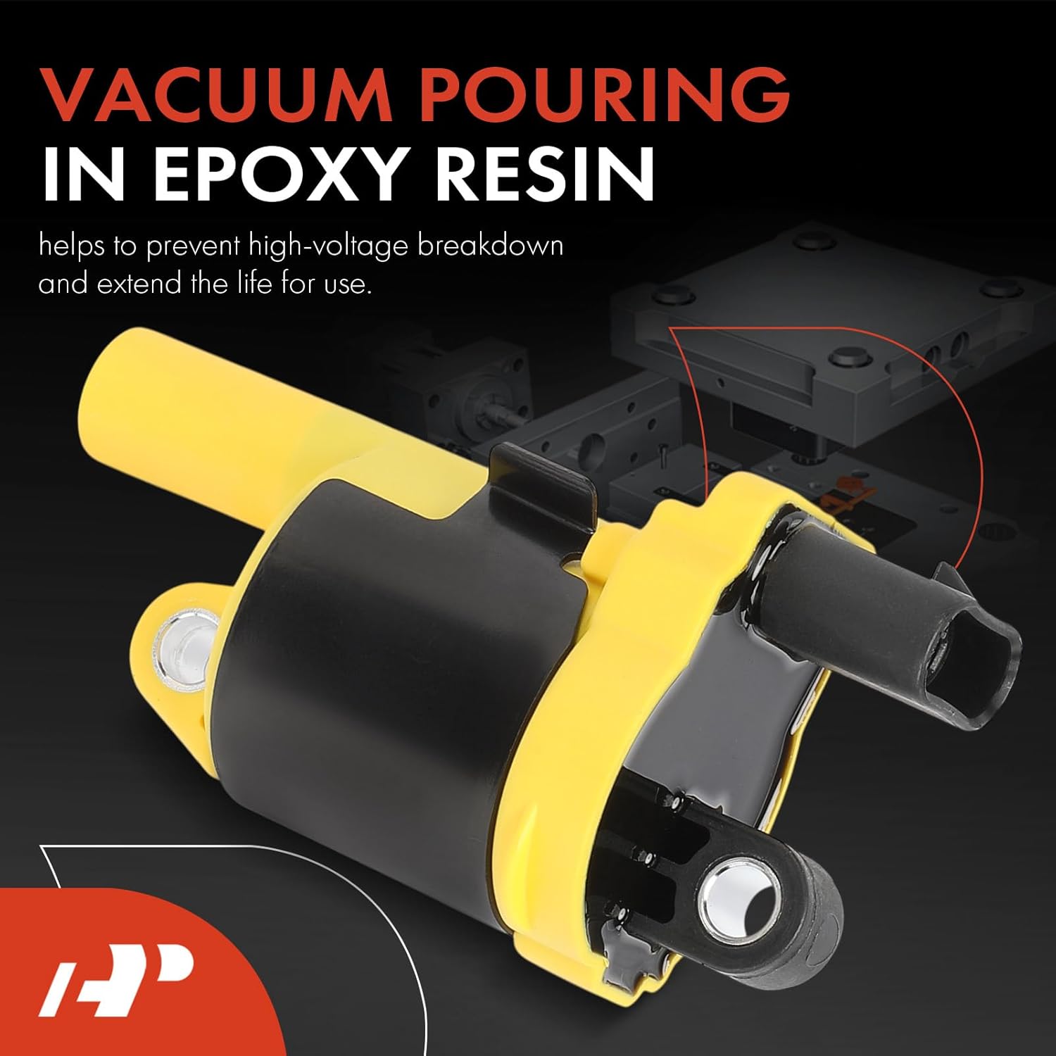 A-Premium Yellow Engine Ignition Coil Pack Compatible with Chevrolet Silverado 1500 2500 HD, Suburban, Camaro, Tahoe, Express 2500 & GMC Sierra 1500, Yukon & Cadillac Escalade & Isuzu NQR, 8-PC Set