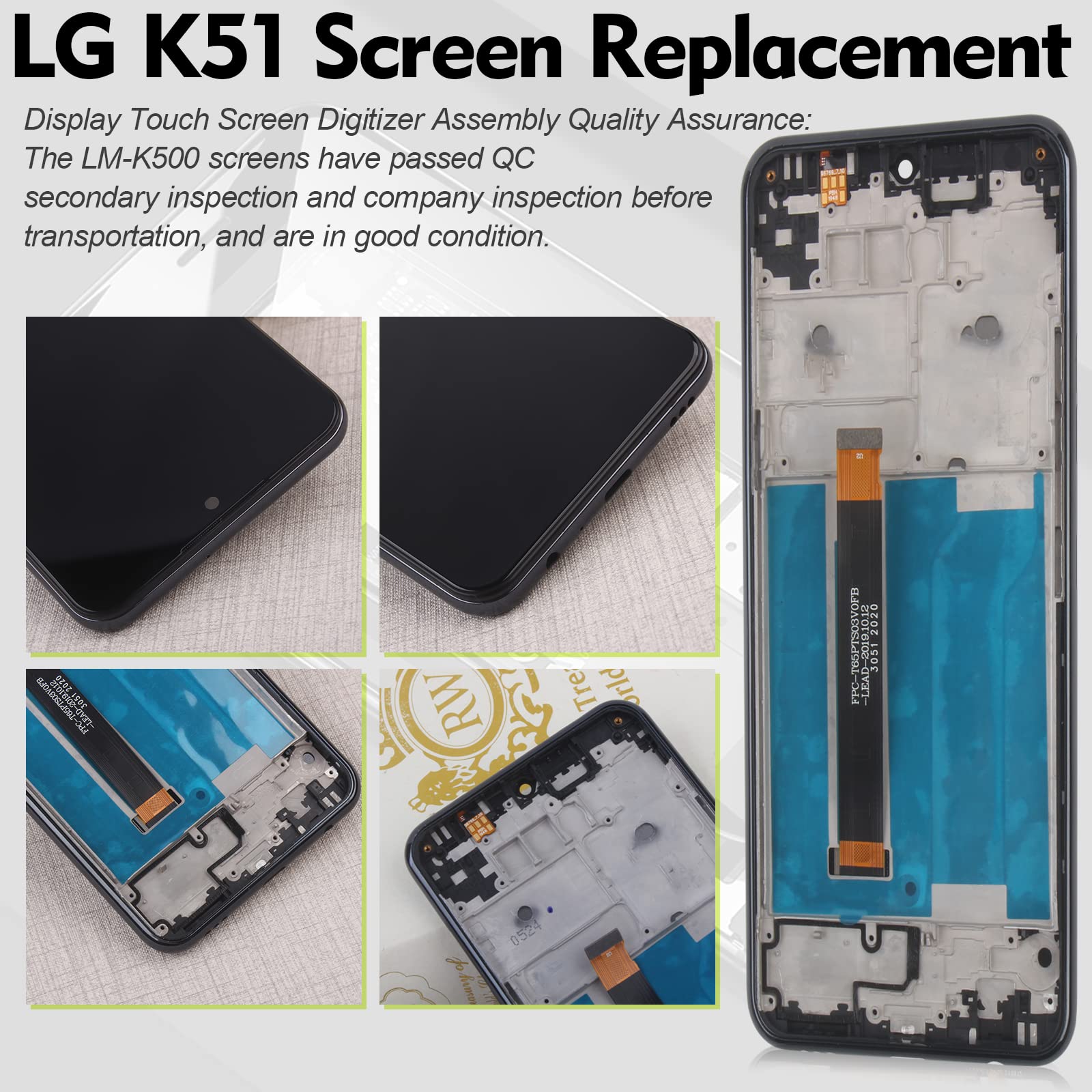LG K51/ Q51 LCD With Touch + Frame Black Incell