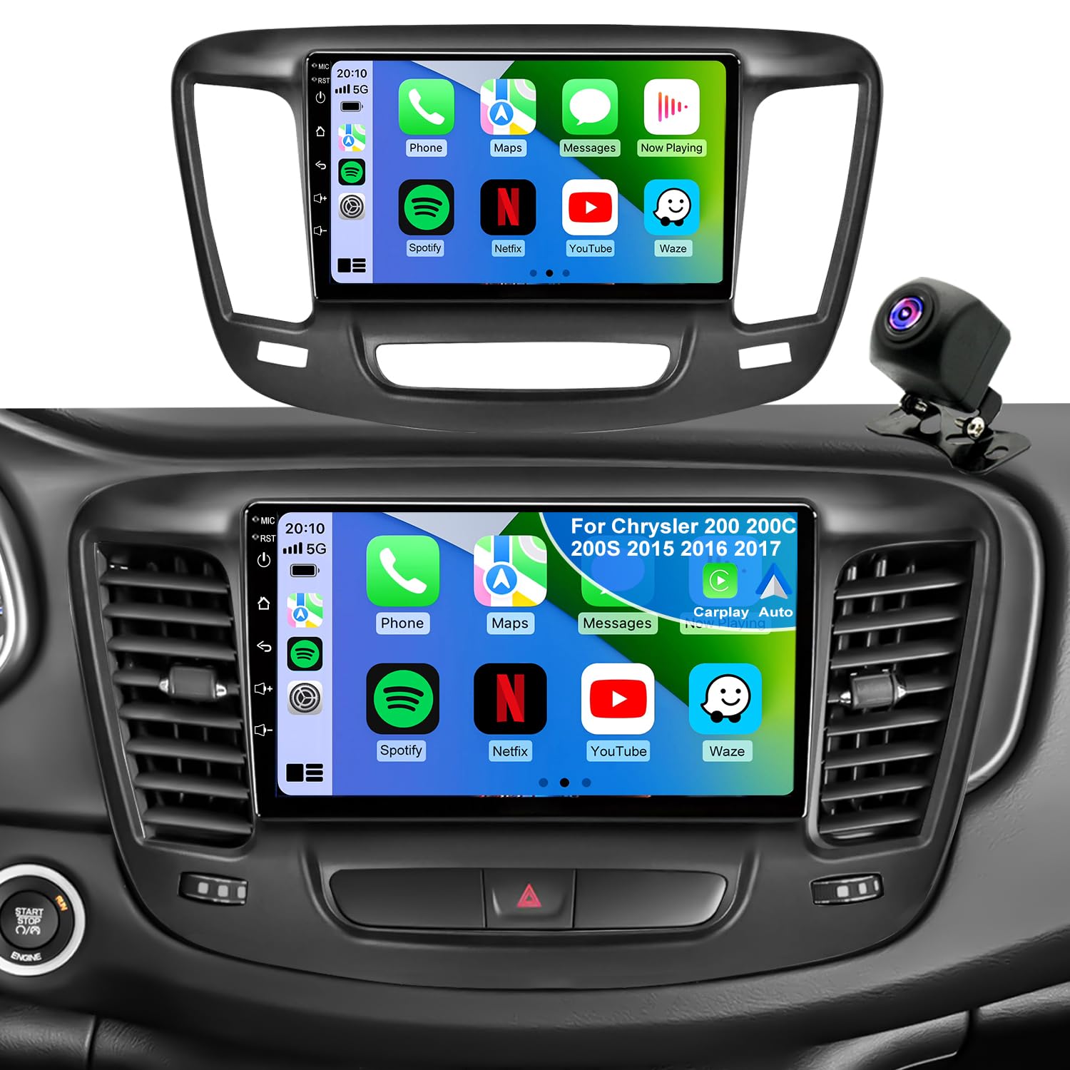 Photo 1 of Upgrade Car Radio for Chrysler 200 200C 200S 2015 2016 2017, Android 13 System Chrysler 200C Stereo Wireless CarPlay & Android Auto, 9 Inch ISP TouchScreen, Bluetooth 5G WiFi GPS Navigation, 4Core 64G