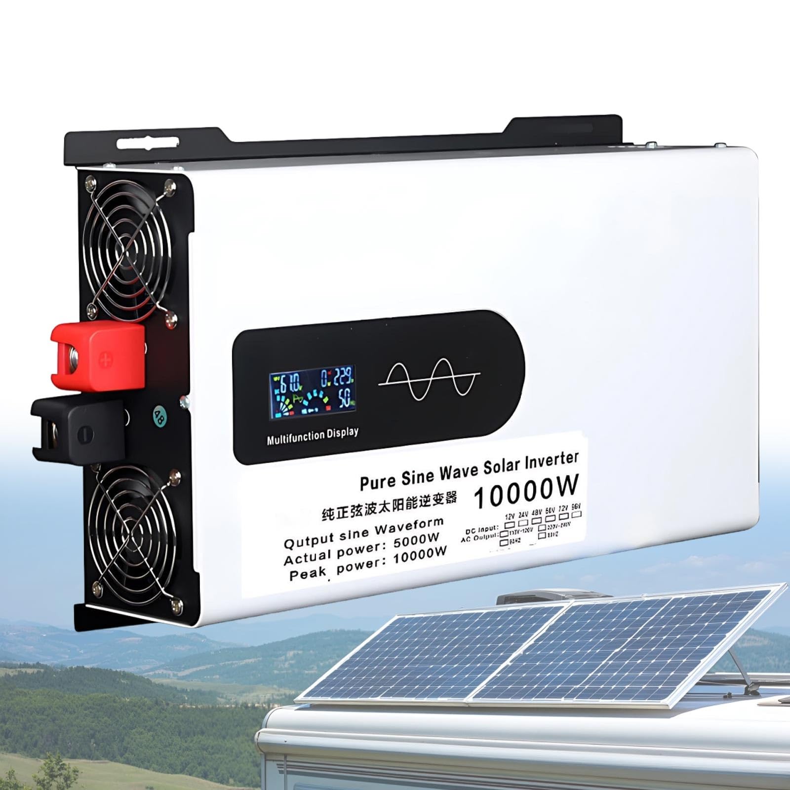 Inverter 24v/48v Onda Sinusoidale Pura 5000/8000/10000w, Convertitore Di Tensione 110v/220v per Camper, Barca, Casa E Uso Fuori Rete(10000W,48V to 230V)