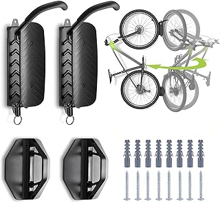 AiiYiiHii 2 Pack Swivel Bike Wall Mount Rack, Bicycle Hangers for Garage, Space Saving Sturdy Rack for Indoor, Adjustable ...