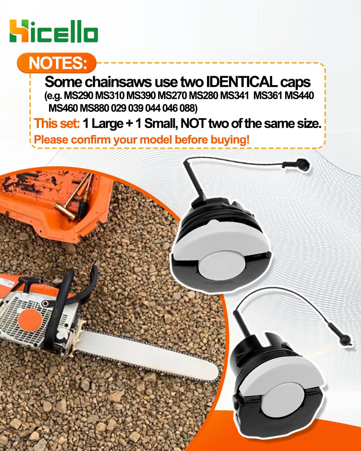 Tappo Serbatoio Benzina Avvitabile Per Motosega Stihl 064 MS640 MS 640 - Con Guarnizione, Ricambio Aftermarket
