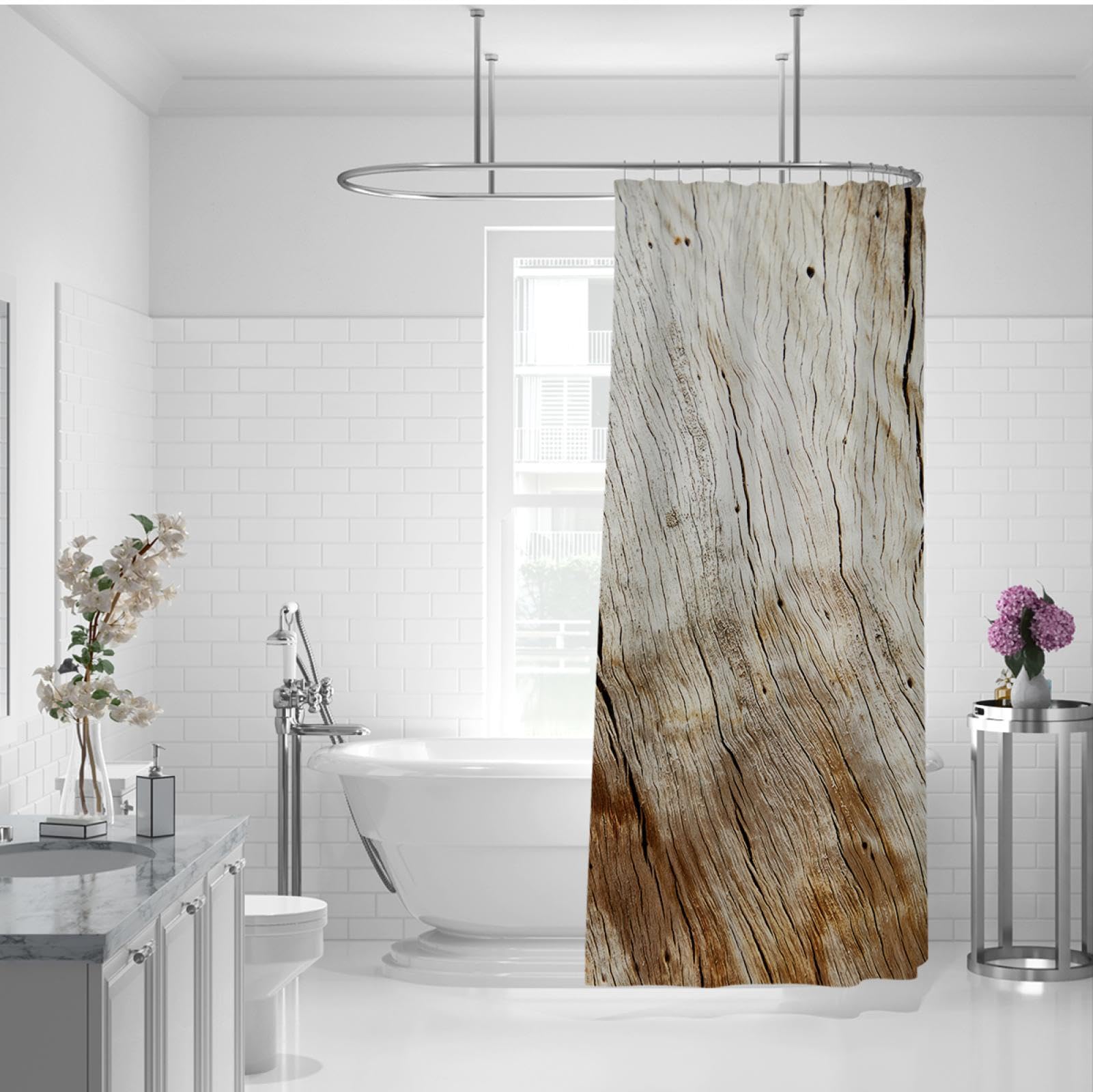 Marmor Duschvorhänge Abstrakt Goldgrau Moderne Luxus Duschvorhänge für Badezimmer Angenehm zu berührender Duschvorhang Set mit Haken 200x180 cm