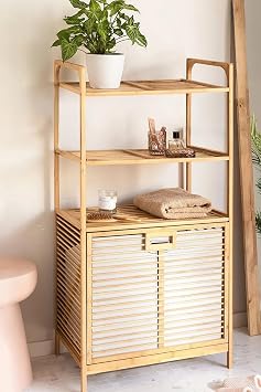 Digithome Bambu XL Kirli Sepetli 3 Rafl   ok Ama l  Banyo D zenleyici  ama r Sepeti Organizer DB-0011