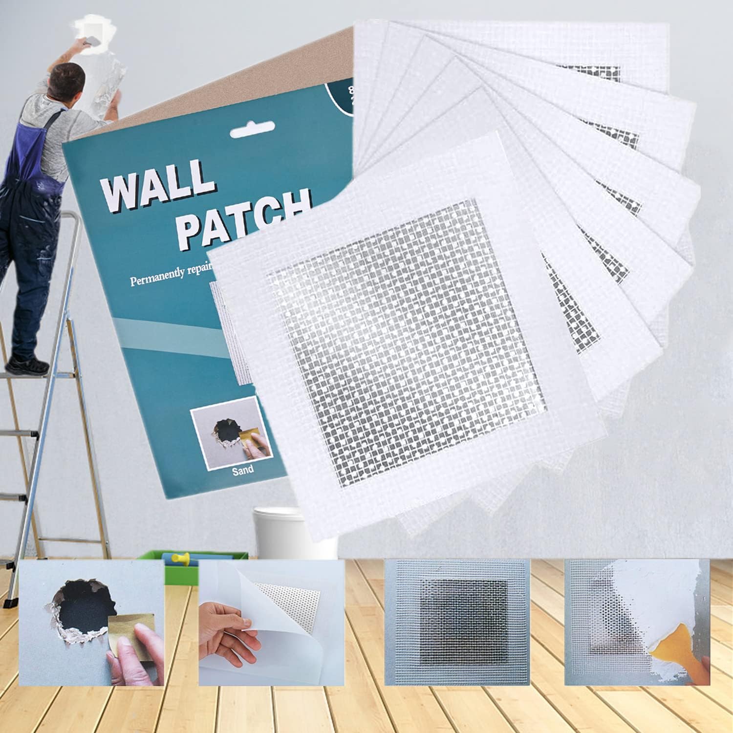 Drywall Repair Kit, 6 Pieces Aluminum Wall Patch Repair Kit, 6 Inch Fiberglass Mesh Wall Screen