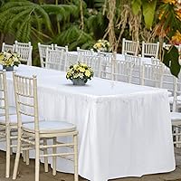 Vista 5 de TURSTIN 6 faldas de mesa de plástico blanco de 14 x 29 pulgadas para mesas rectangulares, mantel ajustable, mantel desechable para fiestas