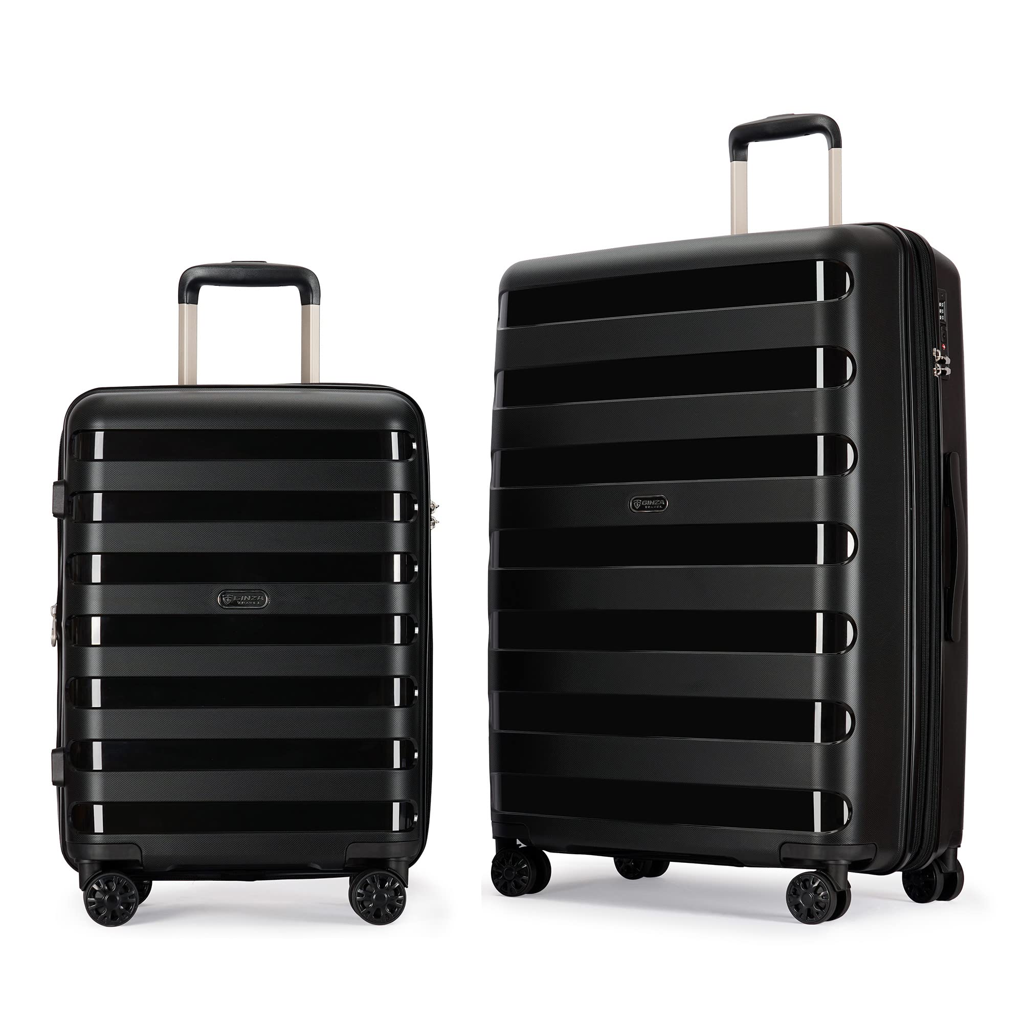 GinzaTravel PP material 2-piece expandable luggage sets with Spinner Wheels， Suitcase with TSA Lock，Large Luggage for Family Travel carry on 20+28，