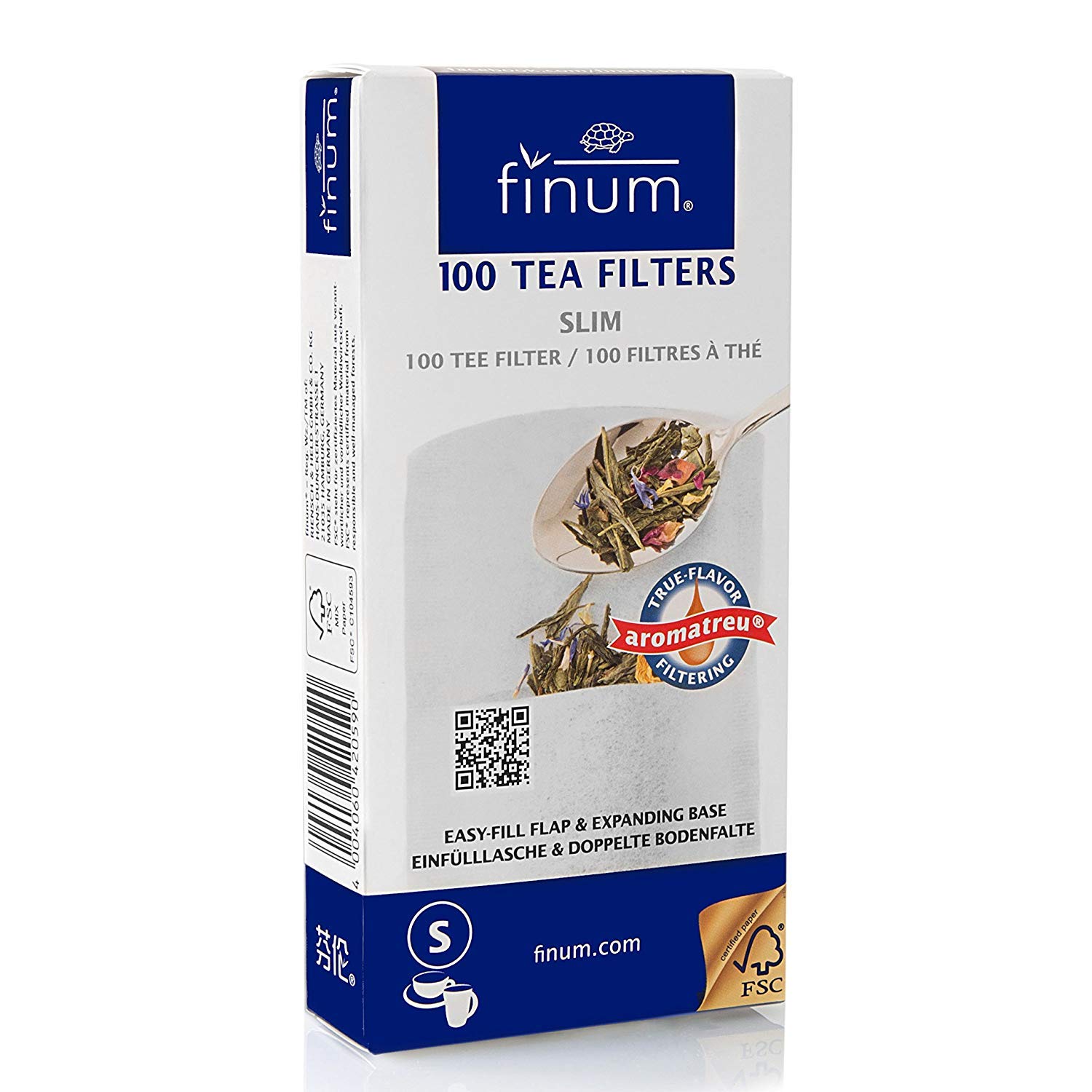 Finum Bolsas de papel desechables para té suelto, blanco, delgadas, 100 unidades (paquete de 30)