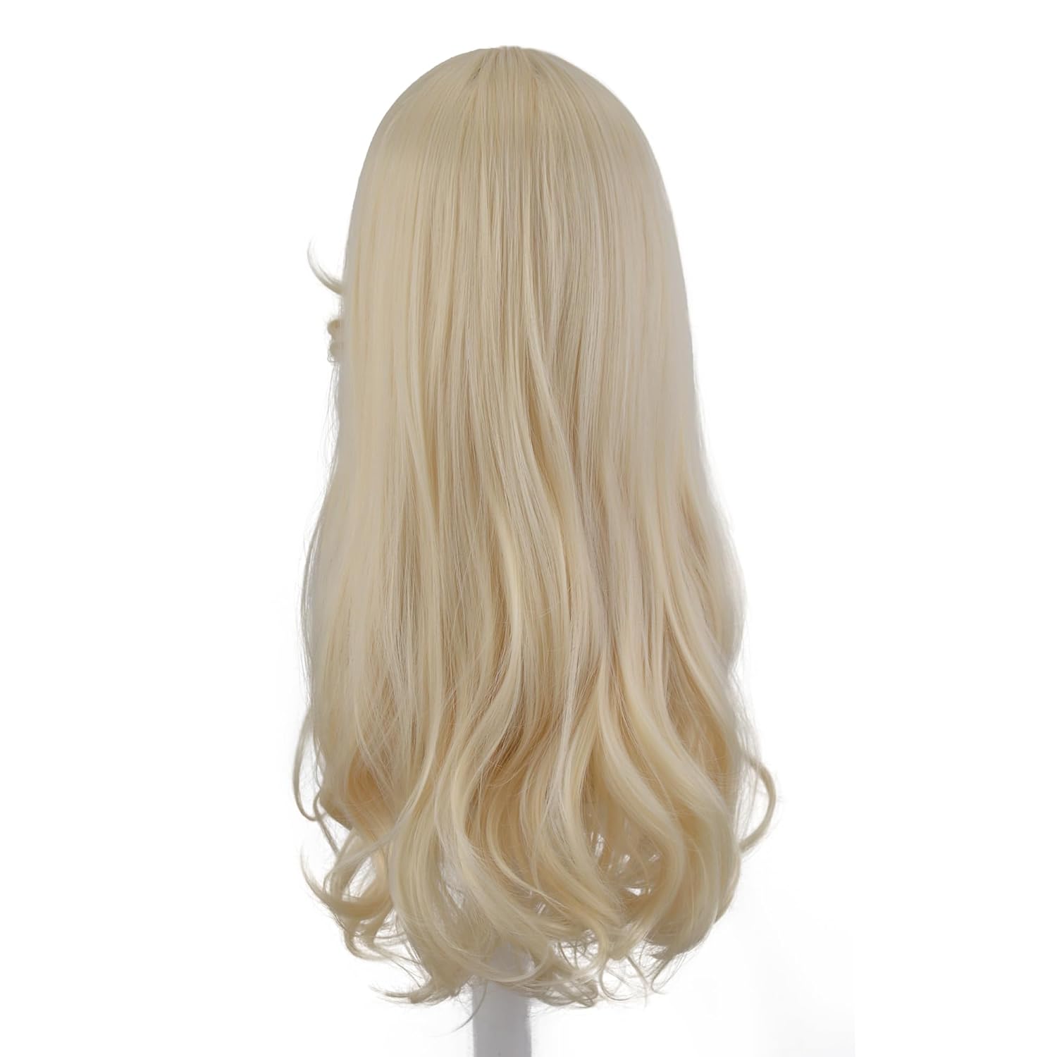 Blonde Wigs for Women, Long Wavy Blond Hair Middle Part Platinum Blonde Synthetic Wigs with Neckerchief for Cosplay Halloween Costume Party Daily