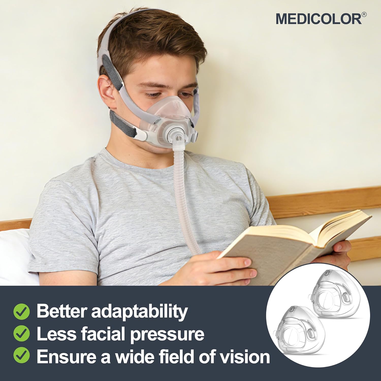 Replacement Cushions for AirFit F40, Full Face F40 Cushion, Soft Silicone & Reliable Seal CPAP Supplies, 2 Packs, Small - Image 3