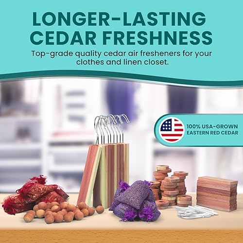 Miniatura 3 de Lavanda y cedro para armarios, bolas de cedro para almacenamiento de ropa, bolsas de aroma de cedro para protección de armario, anillos de cedro