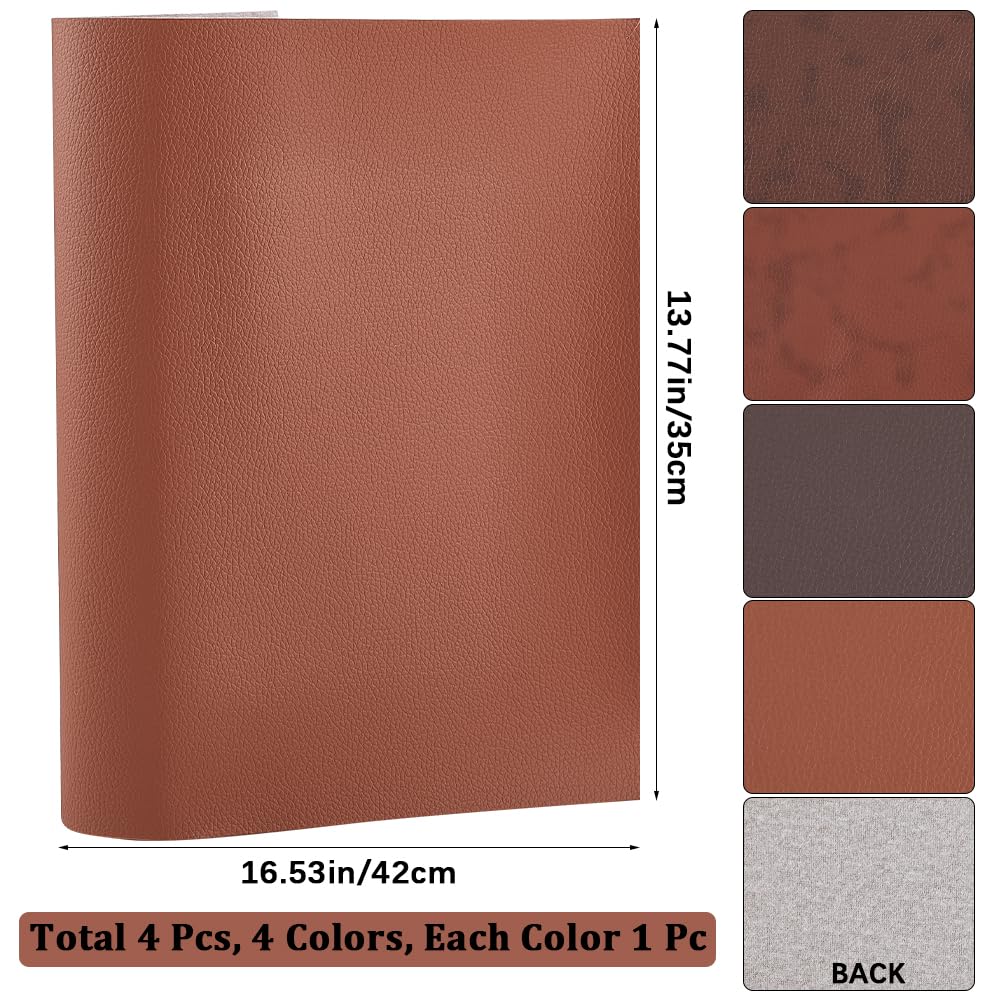 CRASPIRE 4 Colors 16.5 x 13.7” Faux Leather Fabric Book Cloth for A4-A8 Books Binding Smooth PU Surface Polyurethane Coated Non-Woven Base Covering Protector Bookcover Album Scrapbooking DIY Bookcloth - Image 2
