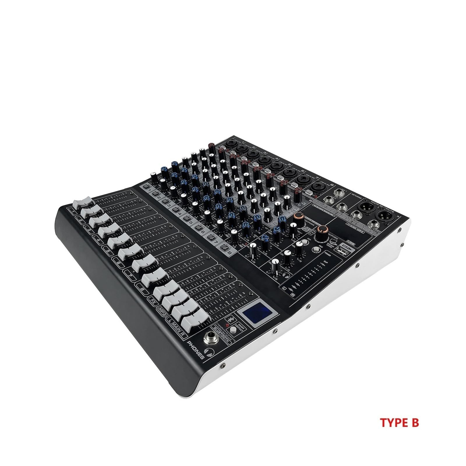Mezclador de audio, Mezclador DJ de 8 canales con 16 efectos reverberación DSP BT 5.0 USB for grabación en PC Micrófonos Para karaoke en estudio