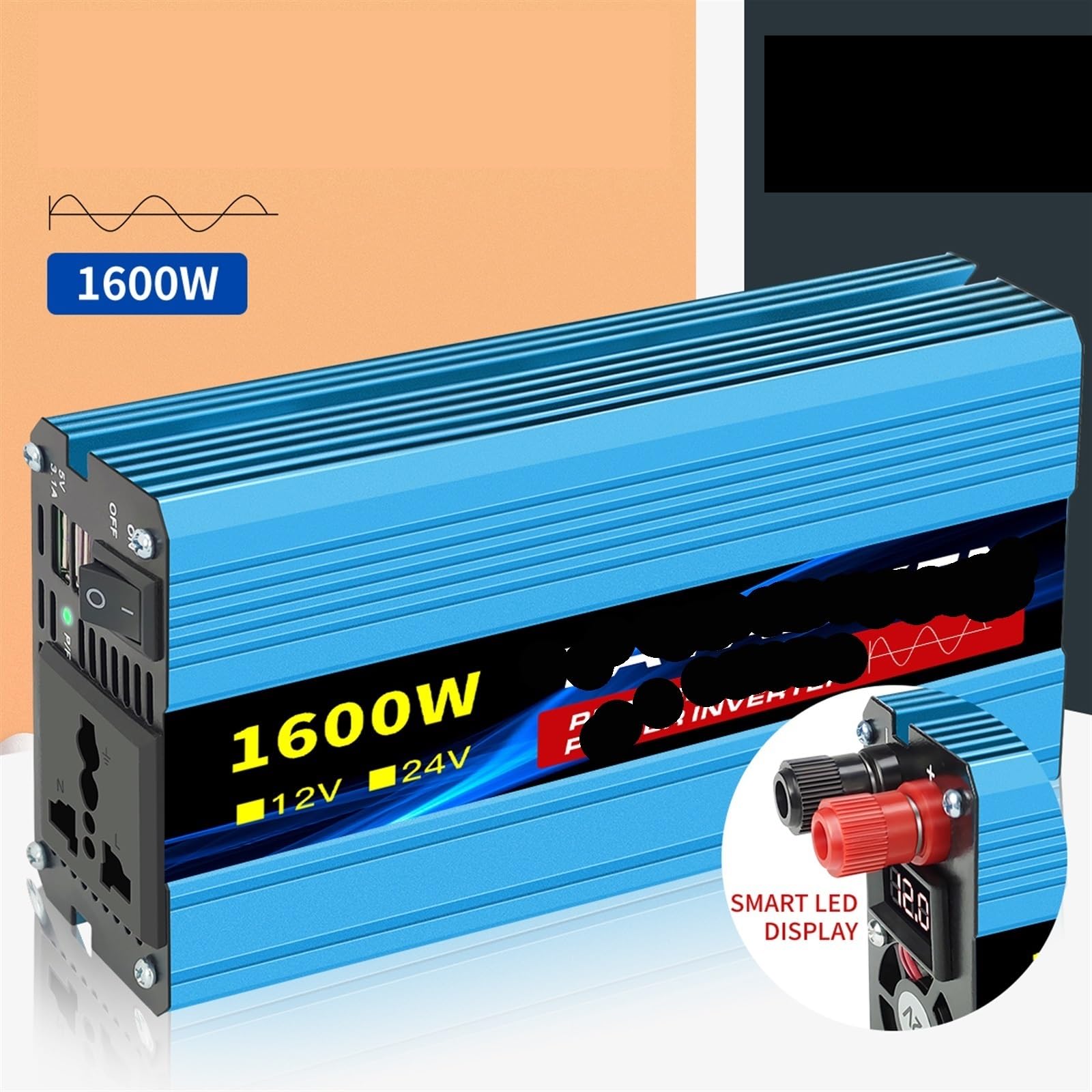 Falownik sinusoidalny DC12V/24V 1600W 2500W 3500W Wysoka moc samochodowa AC Napięcie 50/60HZ Konwerter Transformator solarny Kemping na świeżym powietrzu