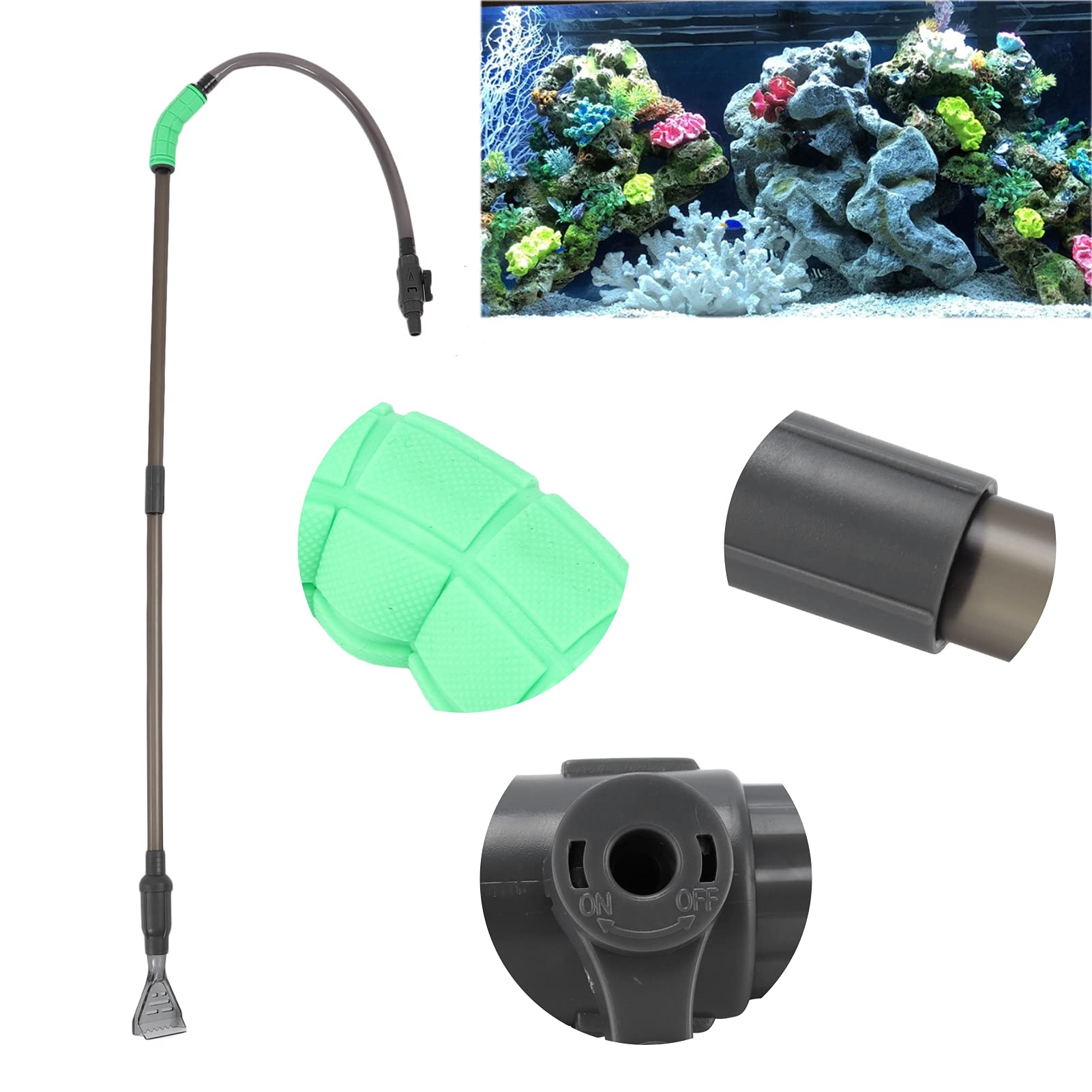 Gavigain Aquarium Water Changer Kit, Effortless Water Changes, Deep Clean for Gravel and Sand, Adjustable Extendable Pipes, for Fish Container Maintenance